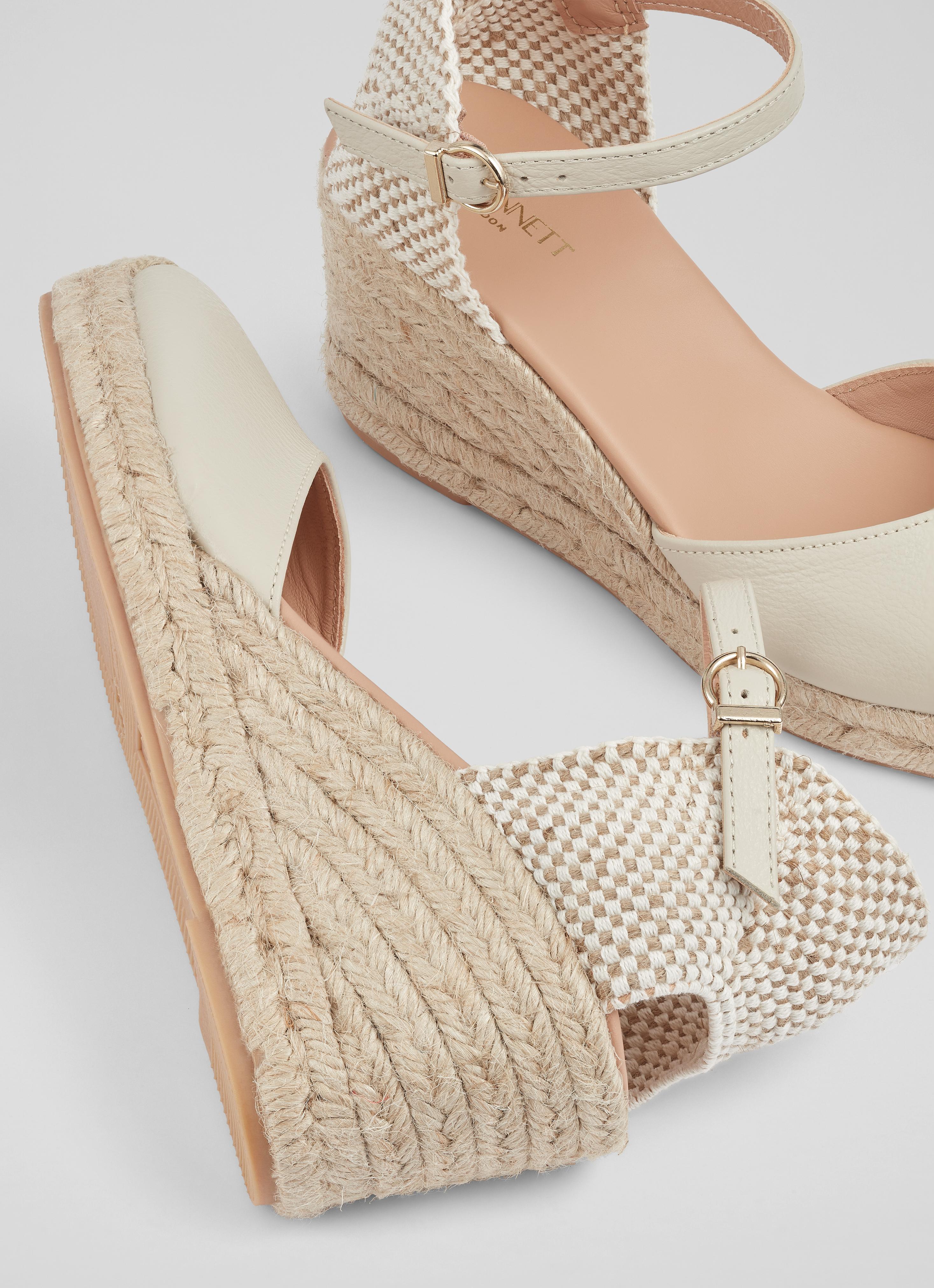 Marissa Cream Leather Ankle Strap Espadrilles Shoes
