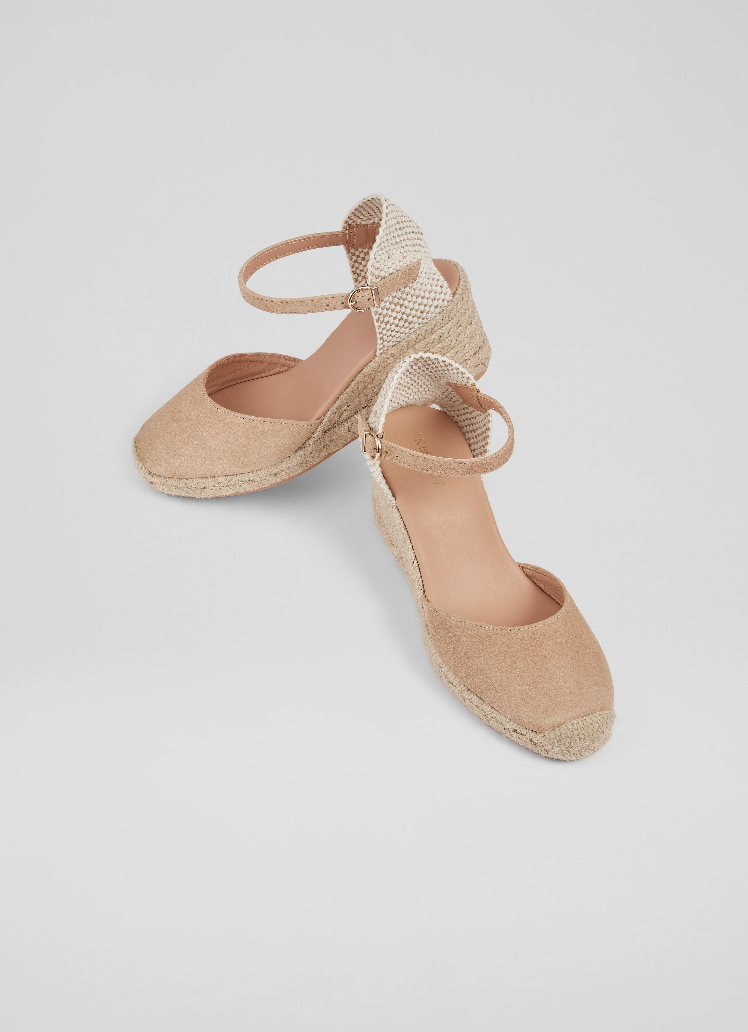 Marissa Beige Suede Ankle Strap Espadrilles Shoes Collections