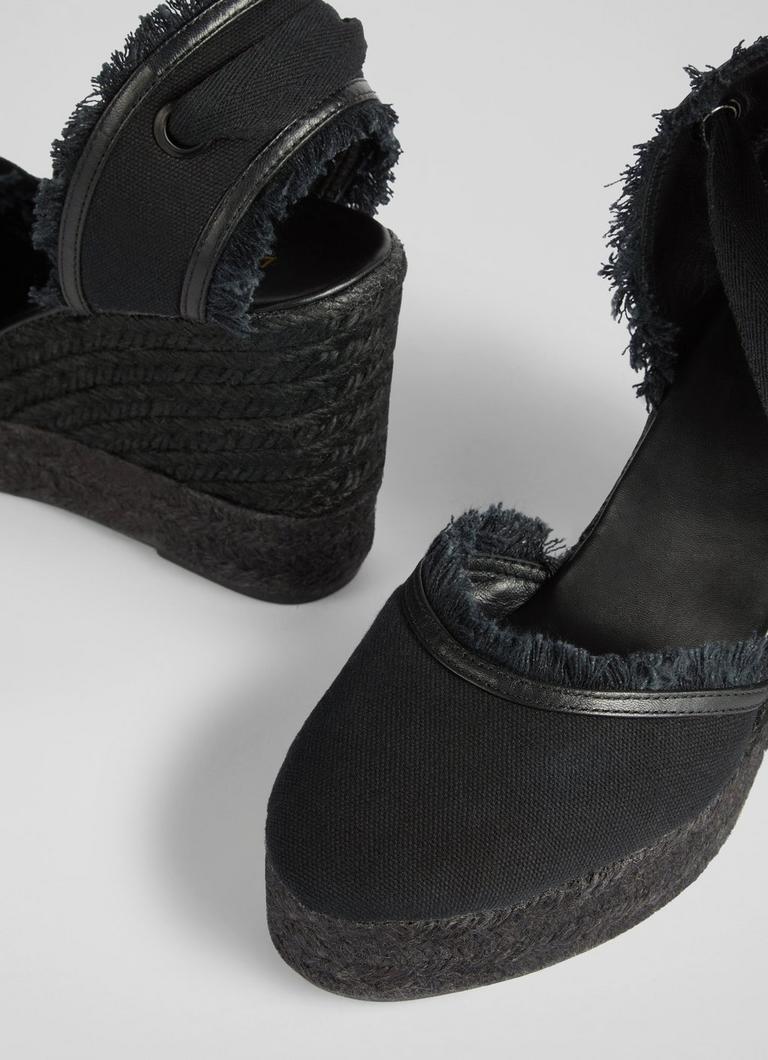 Black canvas espadrille wedges discount
