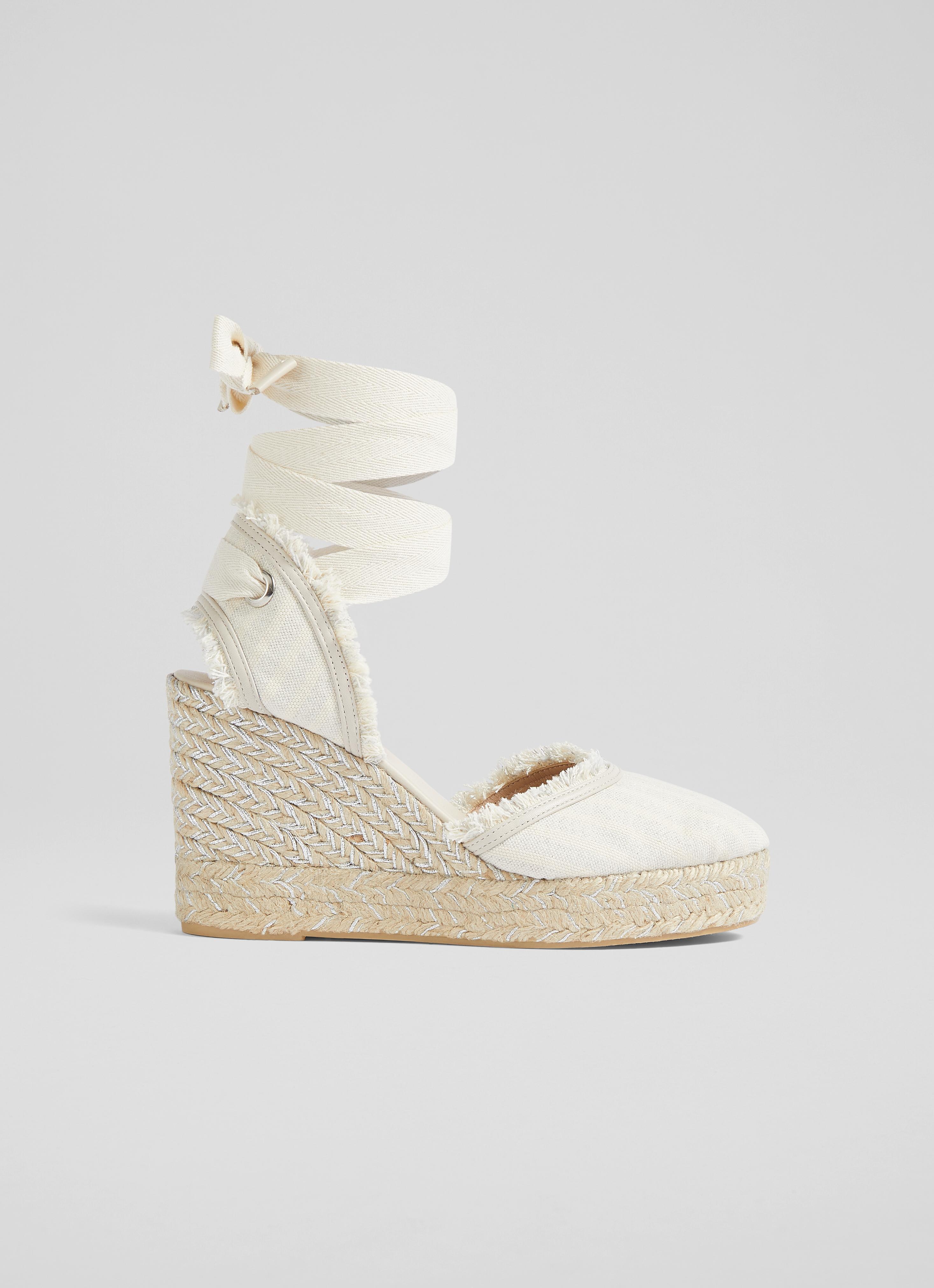 Sofia Cream Canvas Espadrille Wedges Sale Collections