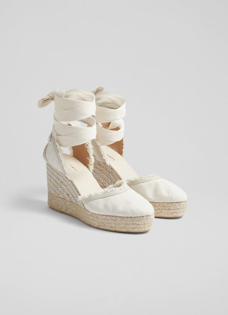 Sofia Cream Canvas Espadrille Wedges Wedges Shoes Collections L.K.Bennett London