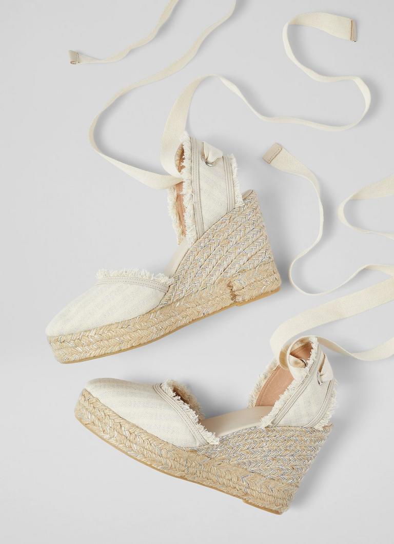 Sofia Cream Canvas Espadrille Wedges