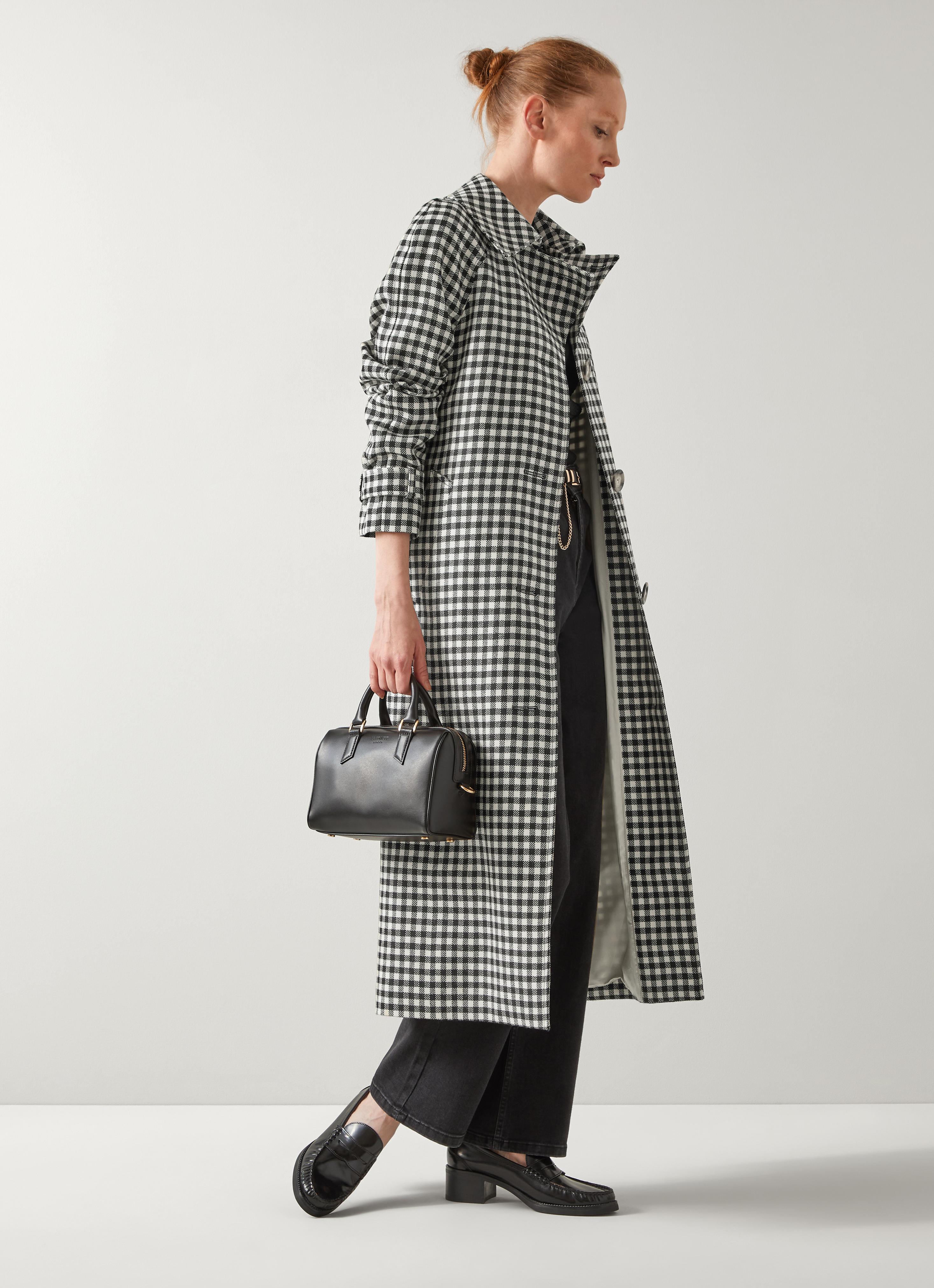 Alexa Black & Cream Gingham Virgin Wool Trench | LKB Conscious