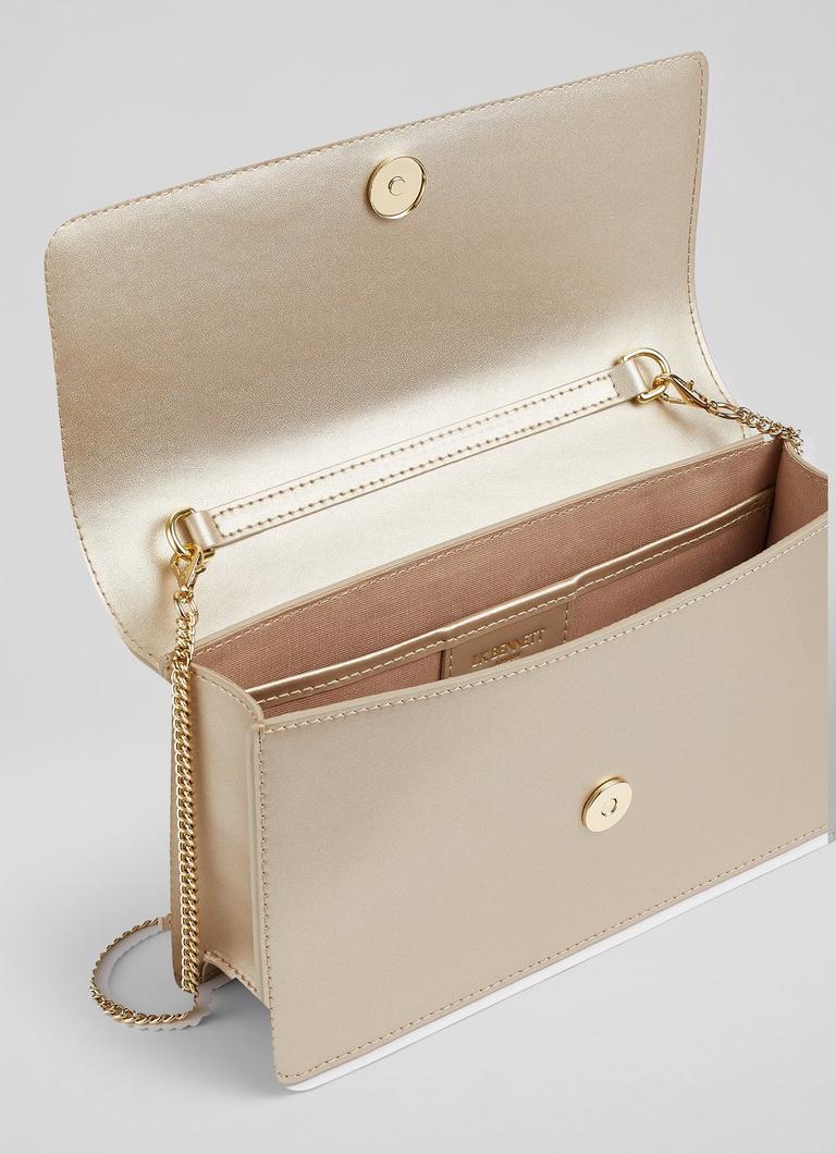 Dolly Gold Leather Clutch Bag Party Handbags Occasionwear L.K.Bennett London