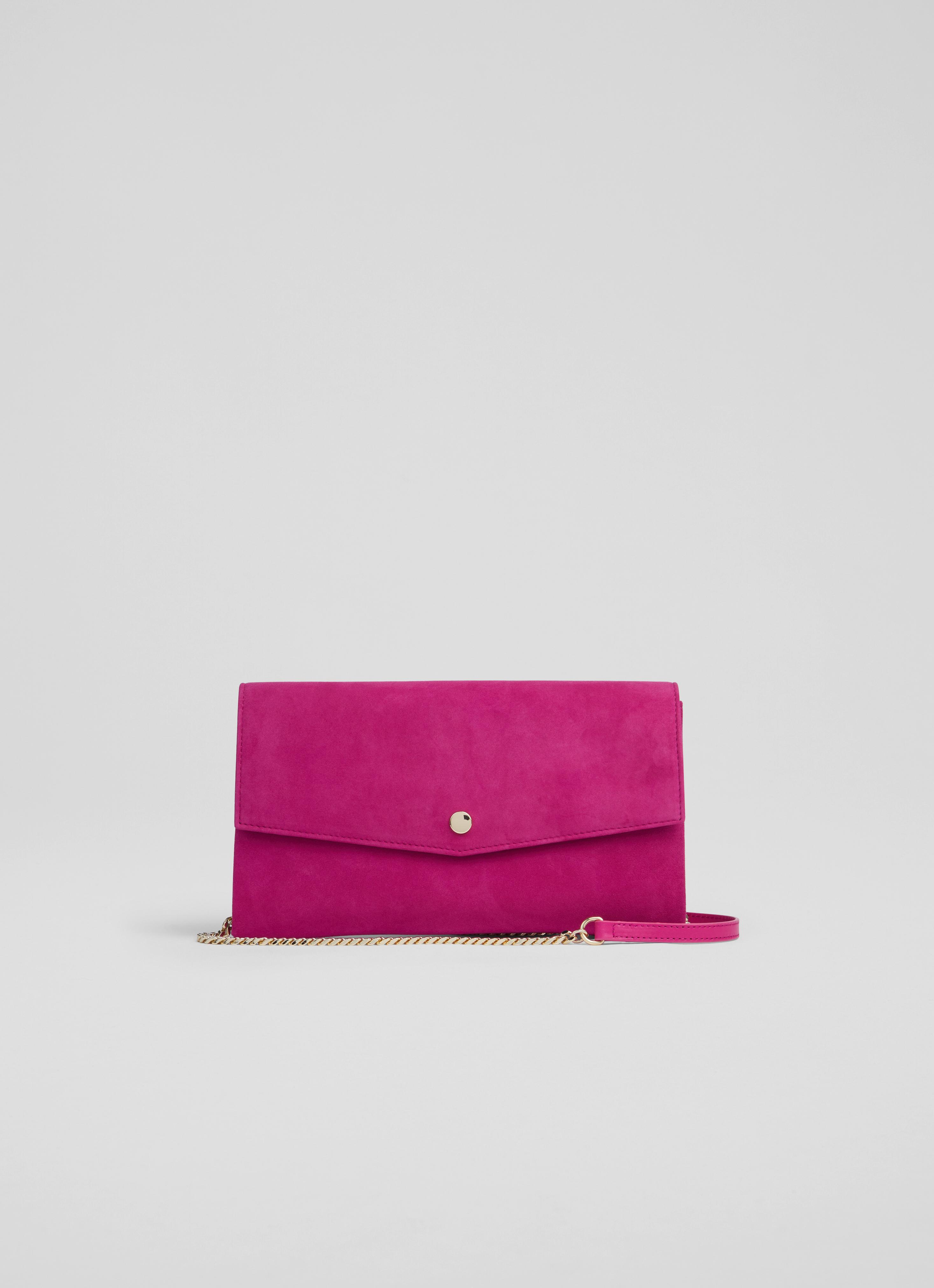 Layla Bright Burgundy Suede Envelope Clutch Handbags Sale