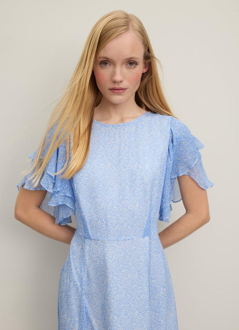 Agnes Blue Mini Wiggle Print Georgette Dress Royal Ascot x LKB L.K.Bennett London