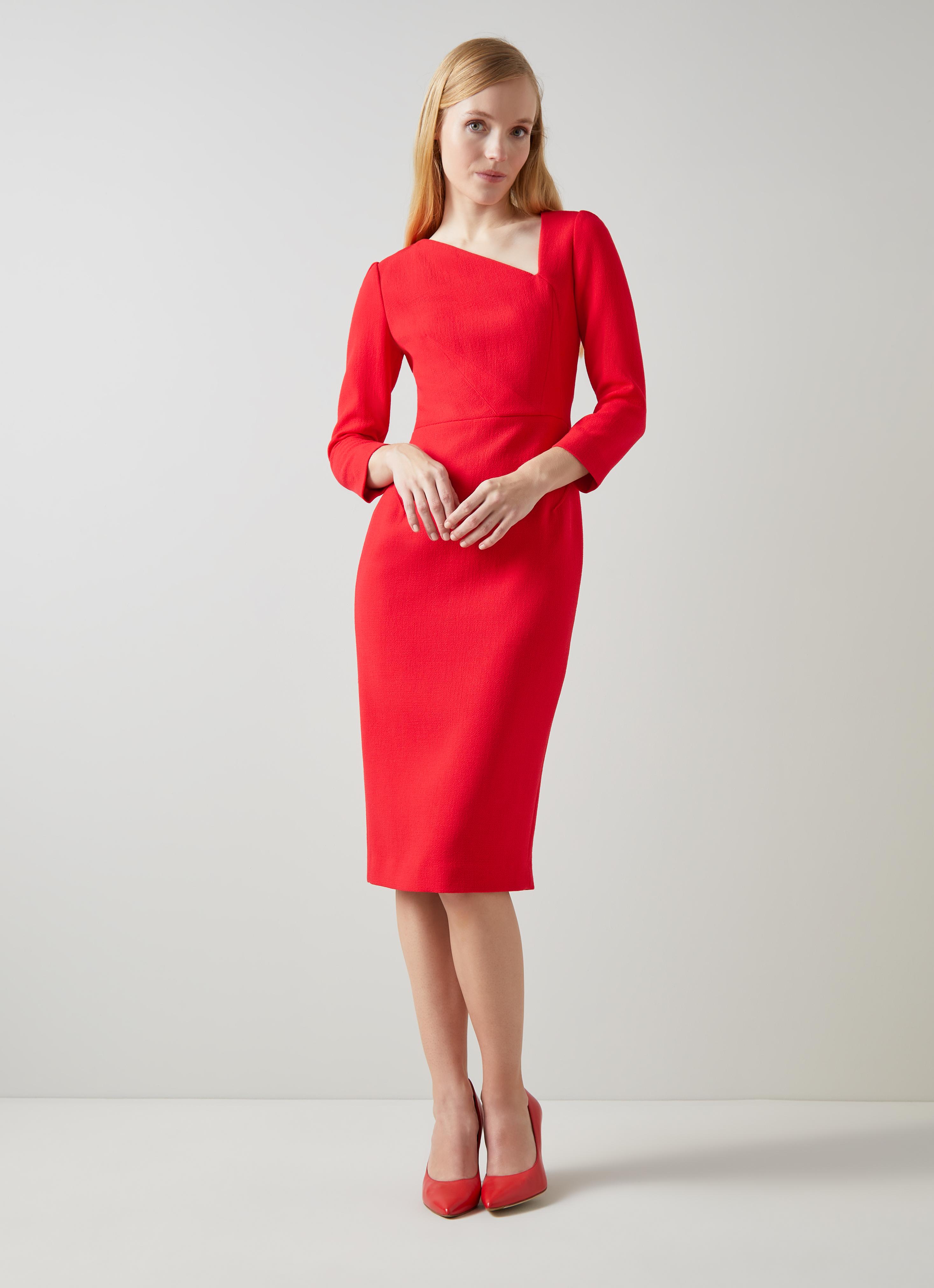 Long Sleeve Next Dress Sale Uk Alexis Bright Red Wool Crepe Shift
