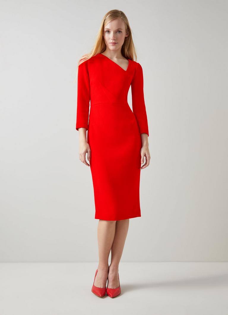 Alexis Poppy Red Wool Crepe Shift Dress The Archive Sale L.K.Bennett London