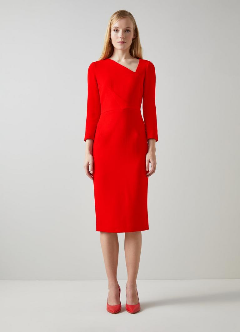 Alexis Poppy Red Wool Crepe Shift Dress The Archive Sale L.K.Bennett London