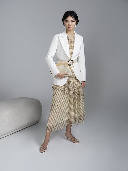 Bea Mini Check Silk Chiffon Ruffle Dress Multi, Multi