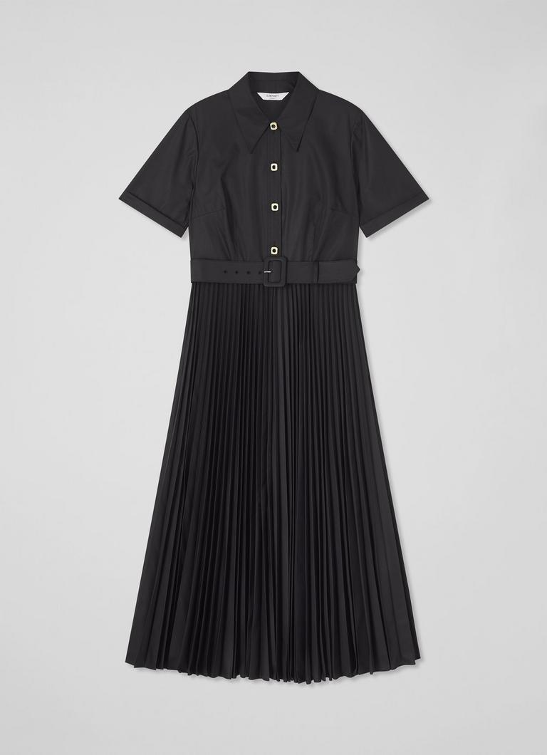 Pleated black and white dress hot sale