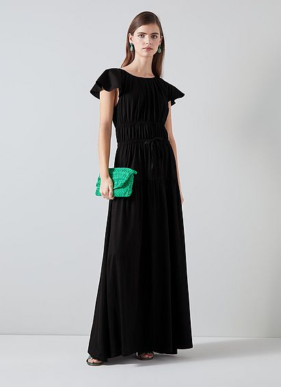 Carla Black Cotton-Lenzing Ecovero Viscose Maxi Dress, Black