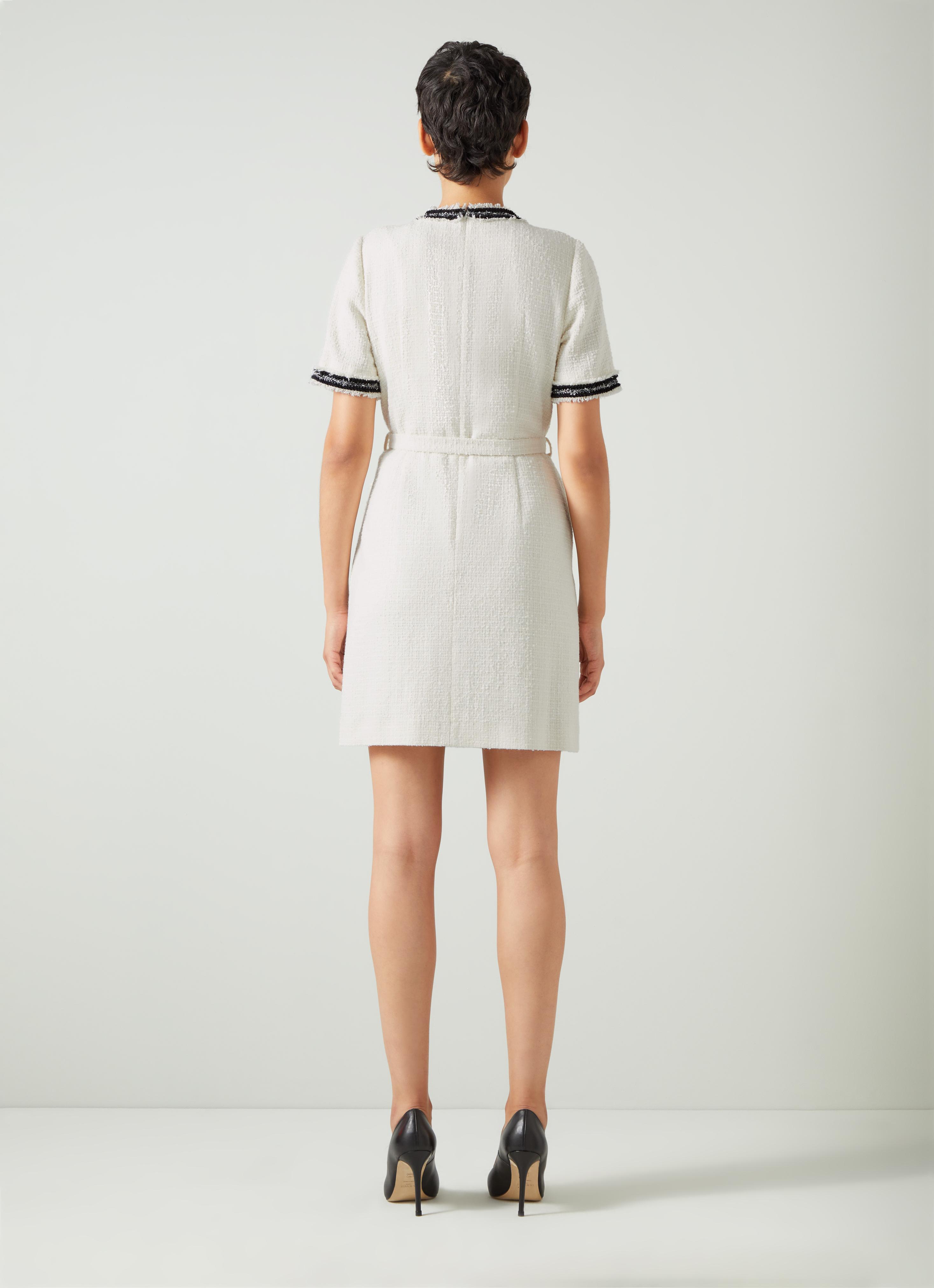 Charlie Ivory Italian Recycled Cotton-Blend Tweed Dress | Clothing 