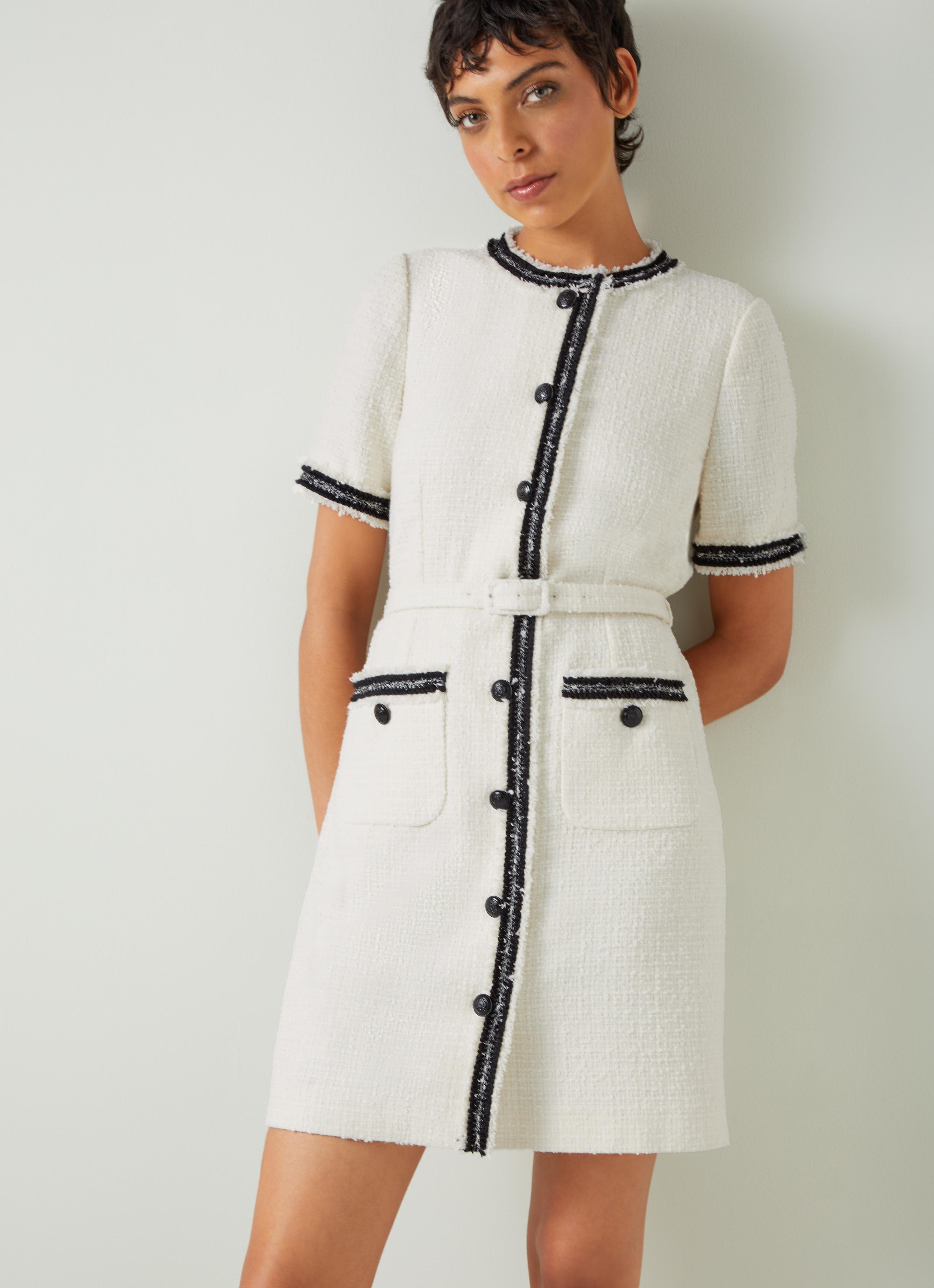 Charlie Ivory Italian Recycled Cotton-Blend Tweed Dress | Clothing  