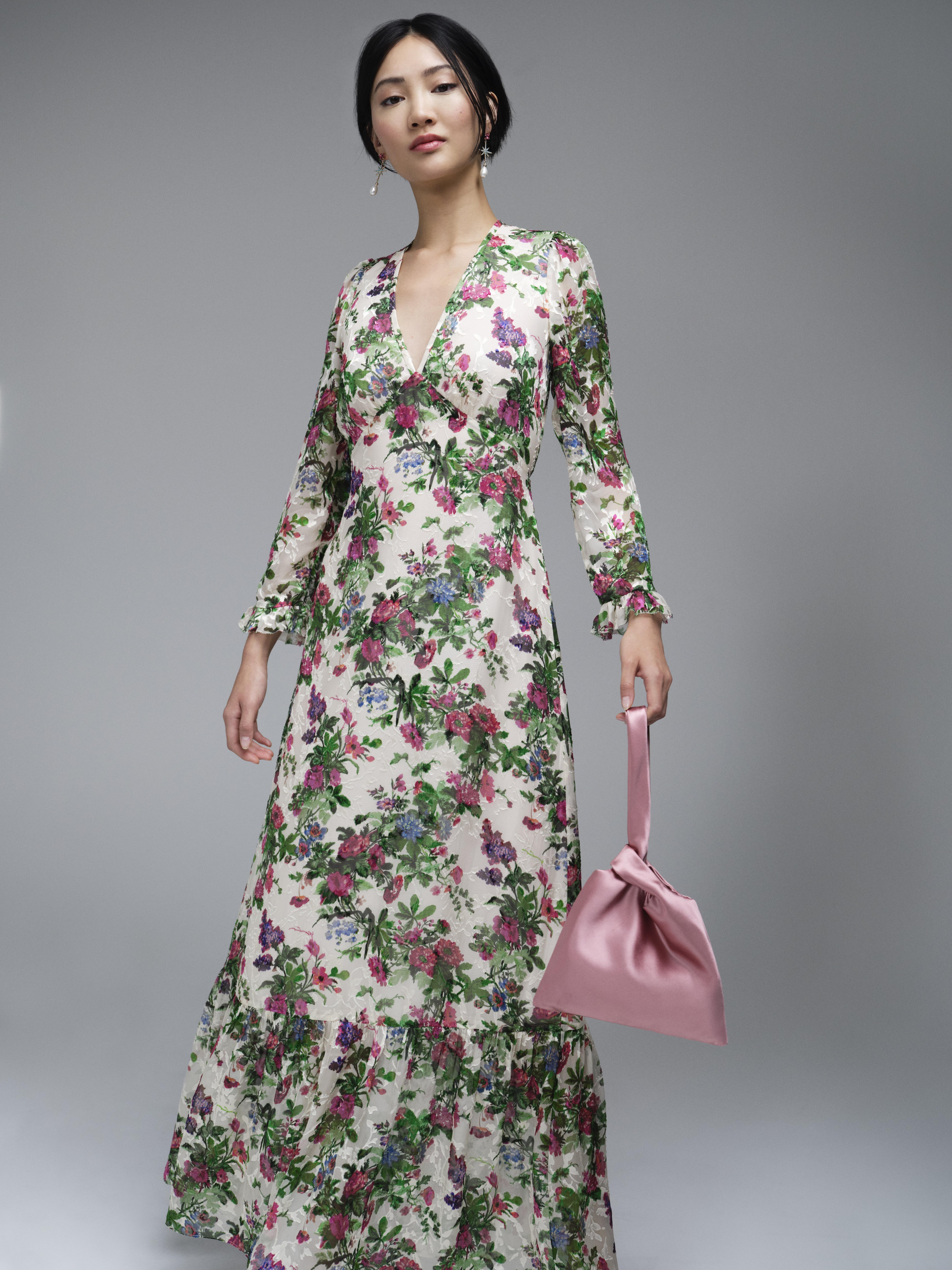 Deborah Neon Garden Print Silk-Blend Maxi Dress | Sale