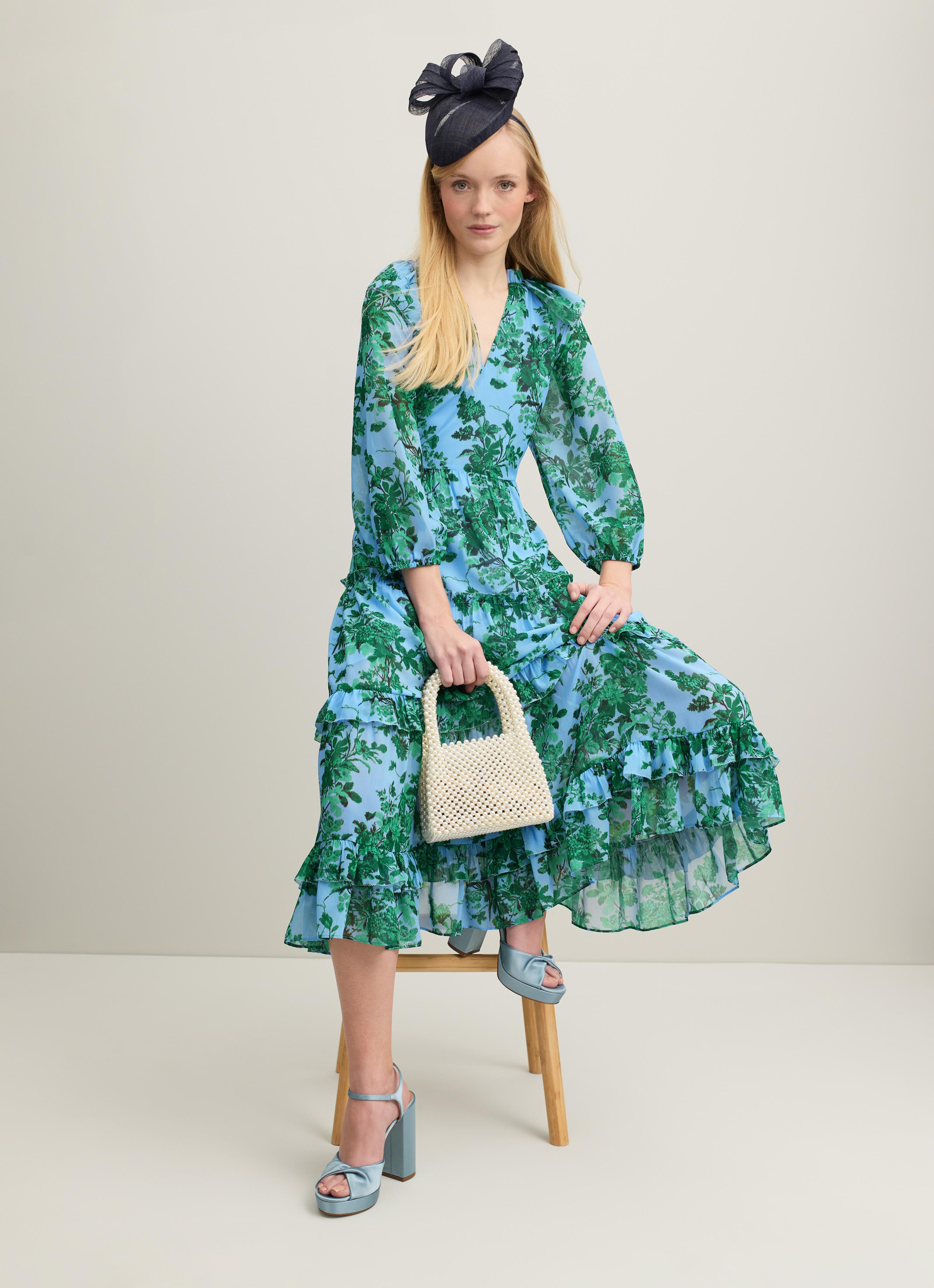 Eleanor Neon Garden Print Recycled Polyester Tiered Dress | The Archive  Sale | L.K.Bennett, London