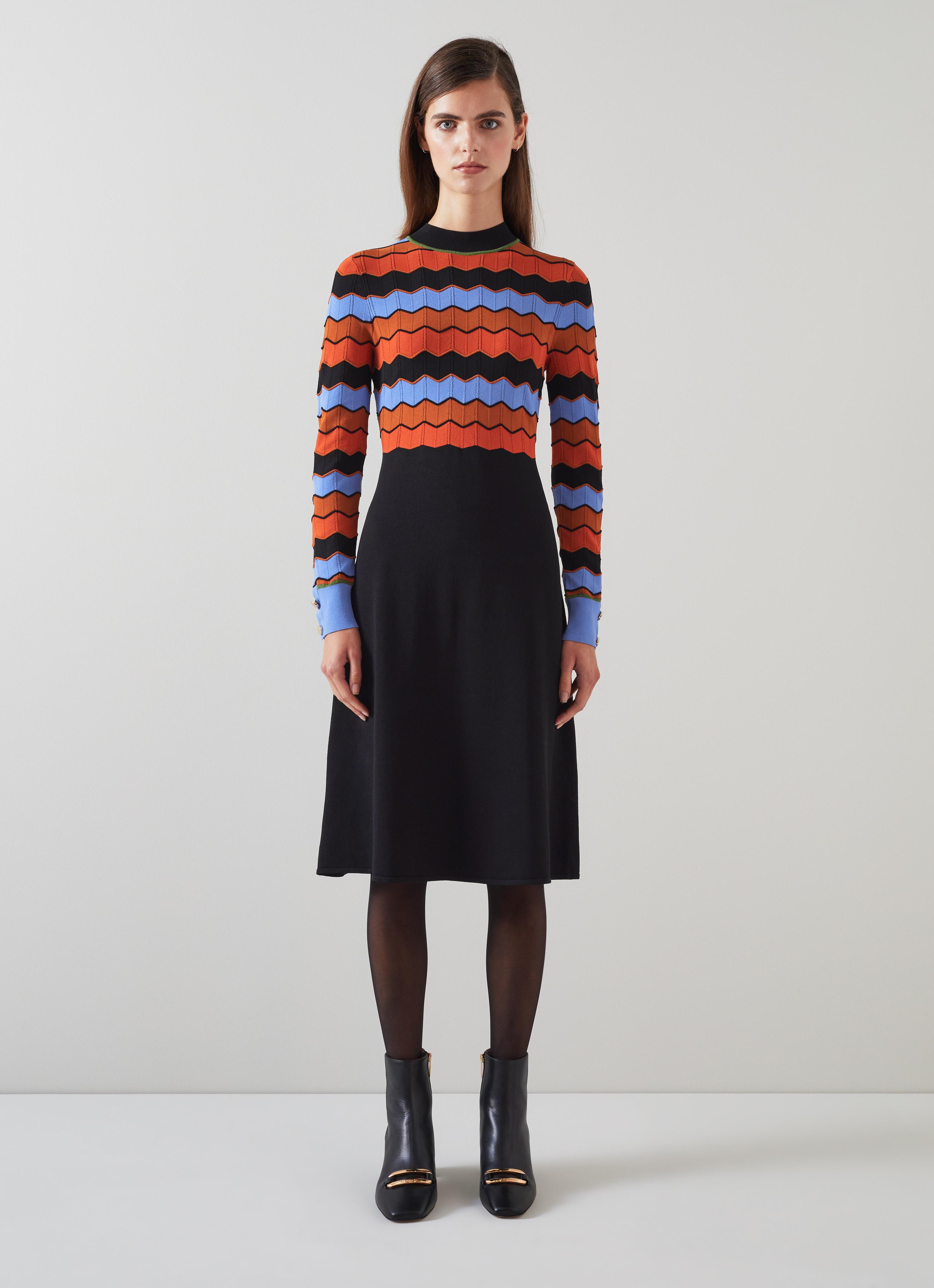 Elina Multi-Colour Wavy Knit Dress | Dresses | Clothing | Sale