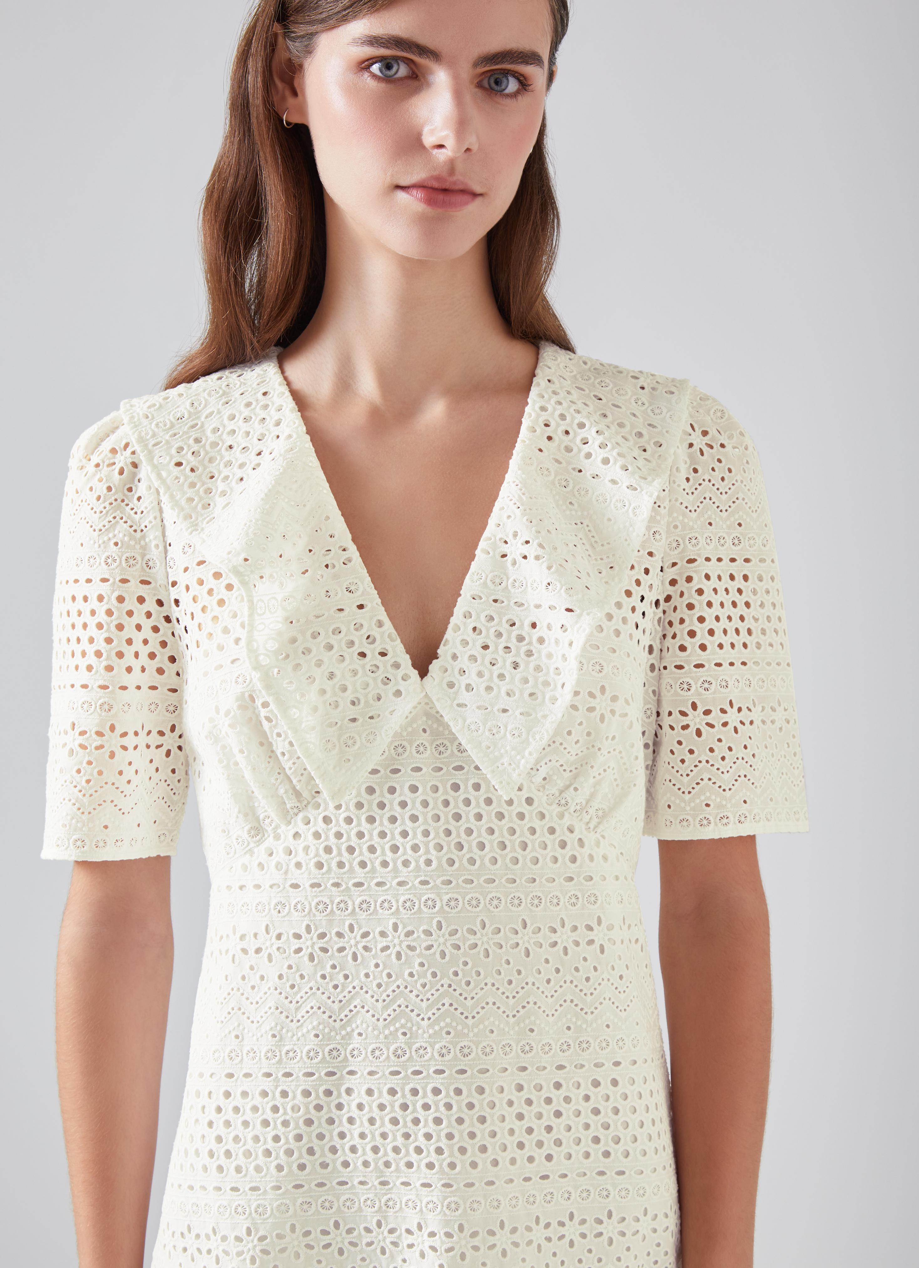 Ella White Broderie Anglaise Dress | Clothing | Sale | Collections |  L.K.Bennett, London