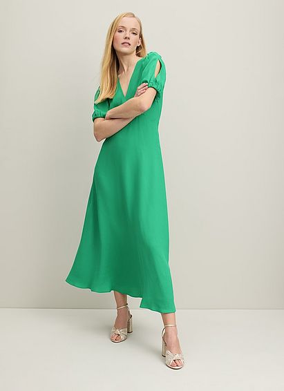 Hermia Green Crepe Maxi Dress, Green