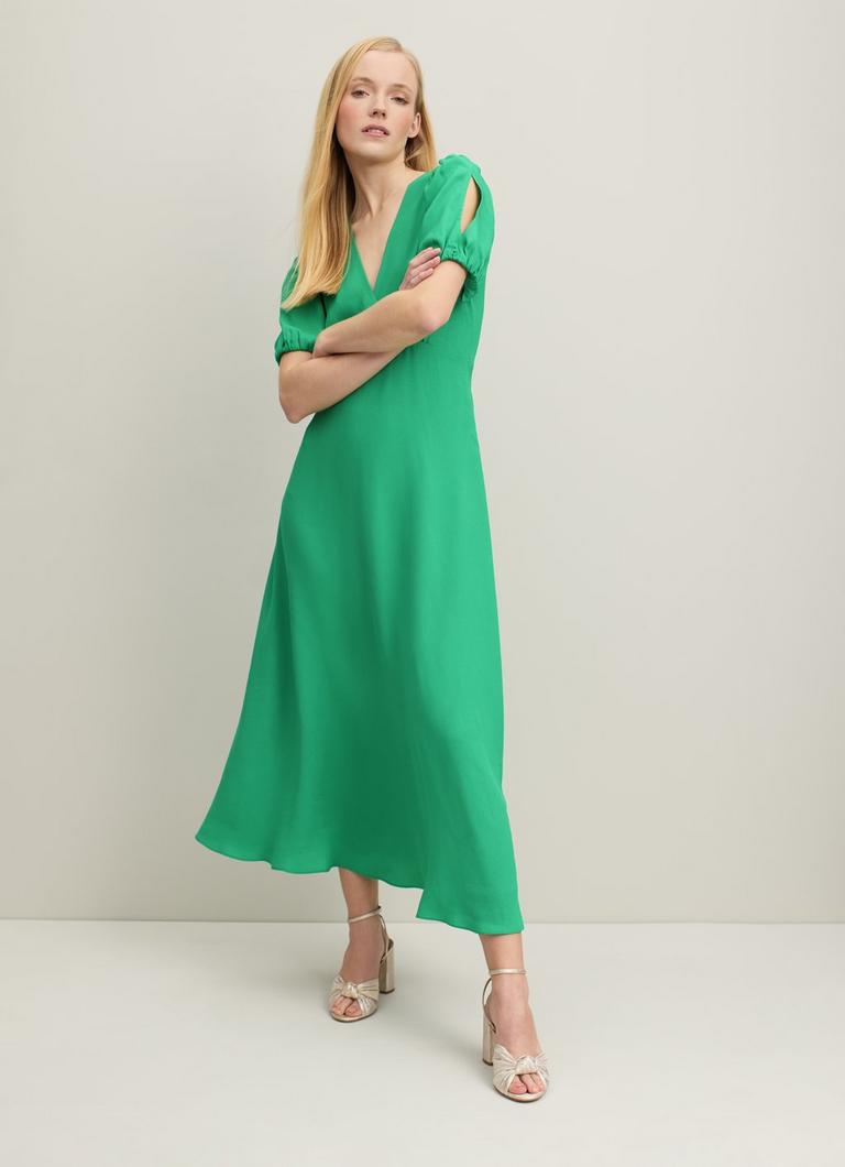 lk bennett green dress LK Bennett Mortimer Green Polka Dot Silk Dress - Kate Middleton Dresses