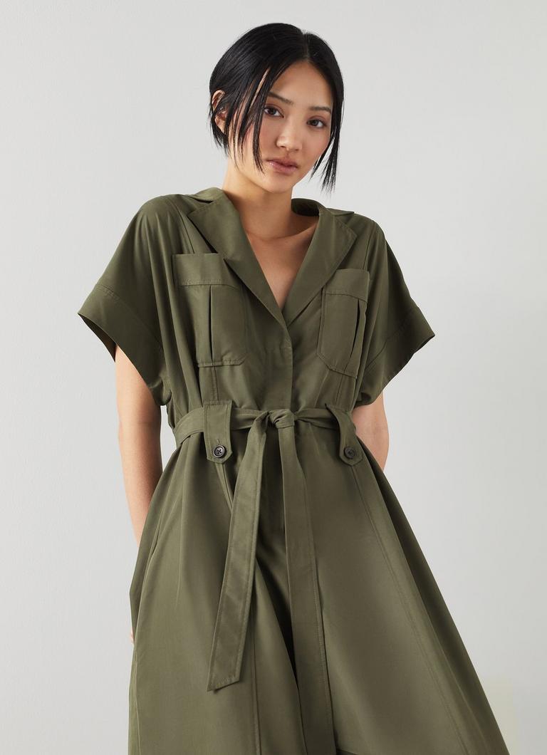 Isla Khaki Wide Leg Jumpsuit with TENCEL Modal Sale Collections L.K.Bennett London