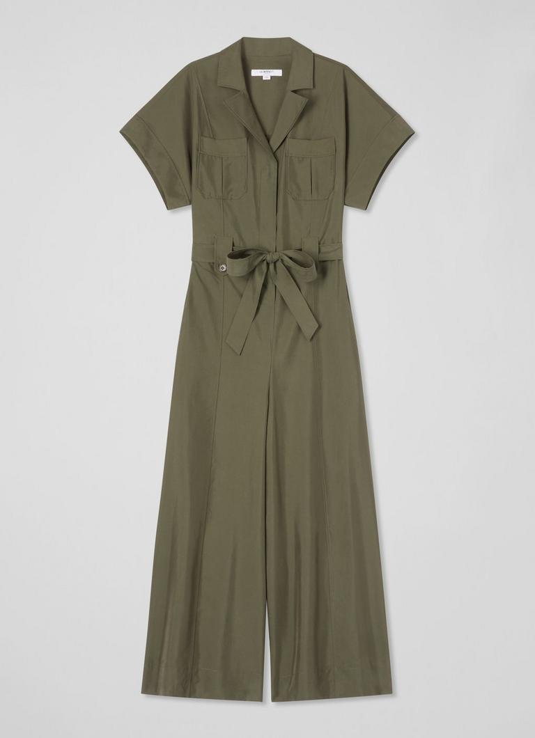 Isla Khaki Wide Leg Jumpsuit with TENCEL Modal Sale Collections L.K.Bennett London