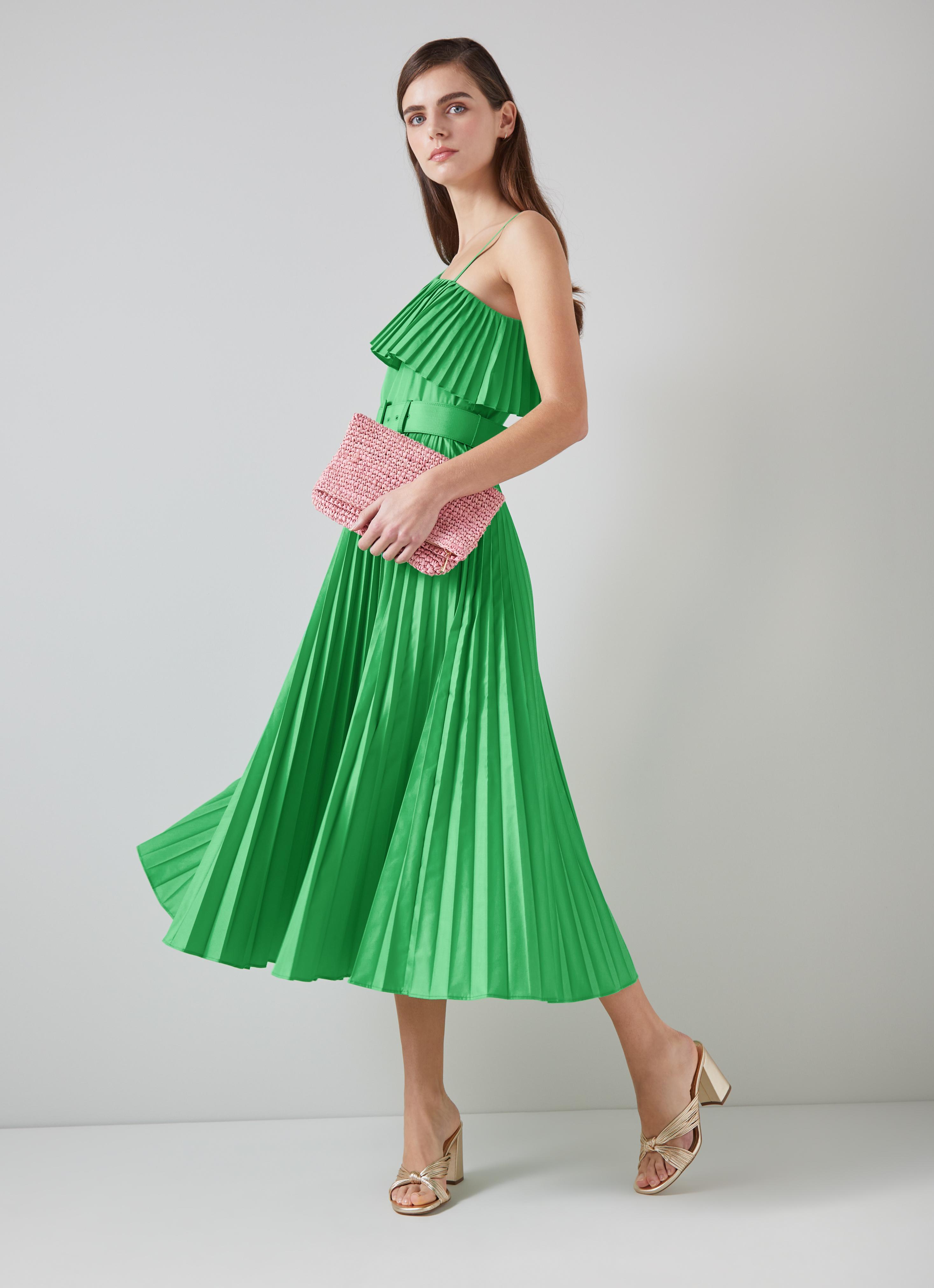 Josephine Green One-Shoulder Pleated Dress | Sale | Collections