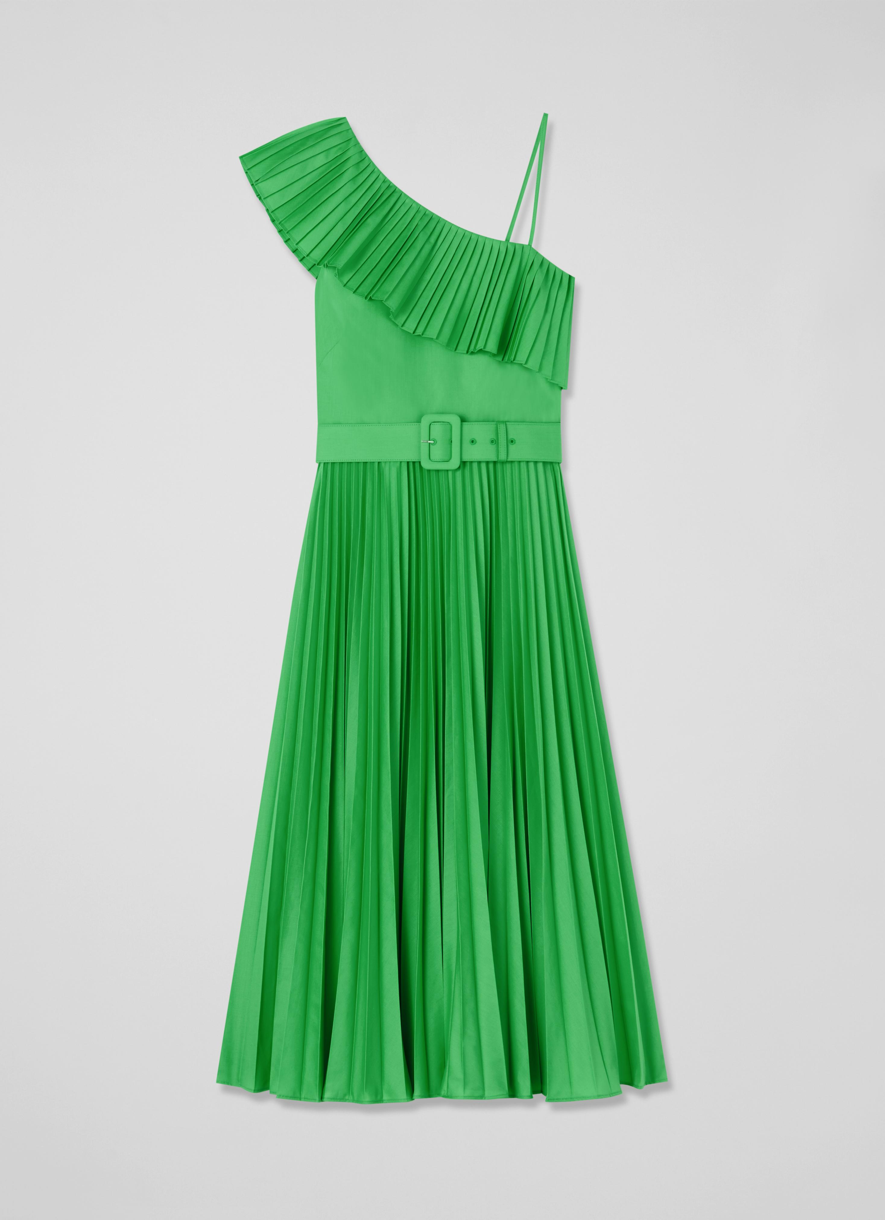 Josephine Green One-Shoulder Pleated Dress | Clothing | Sale