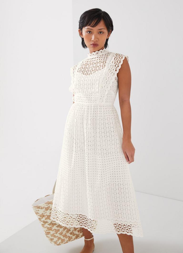 Laila Petite White Broderie Anglaise Sun Dress Sale