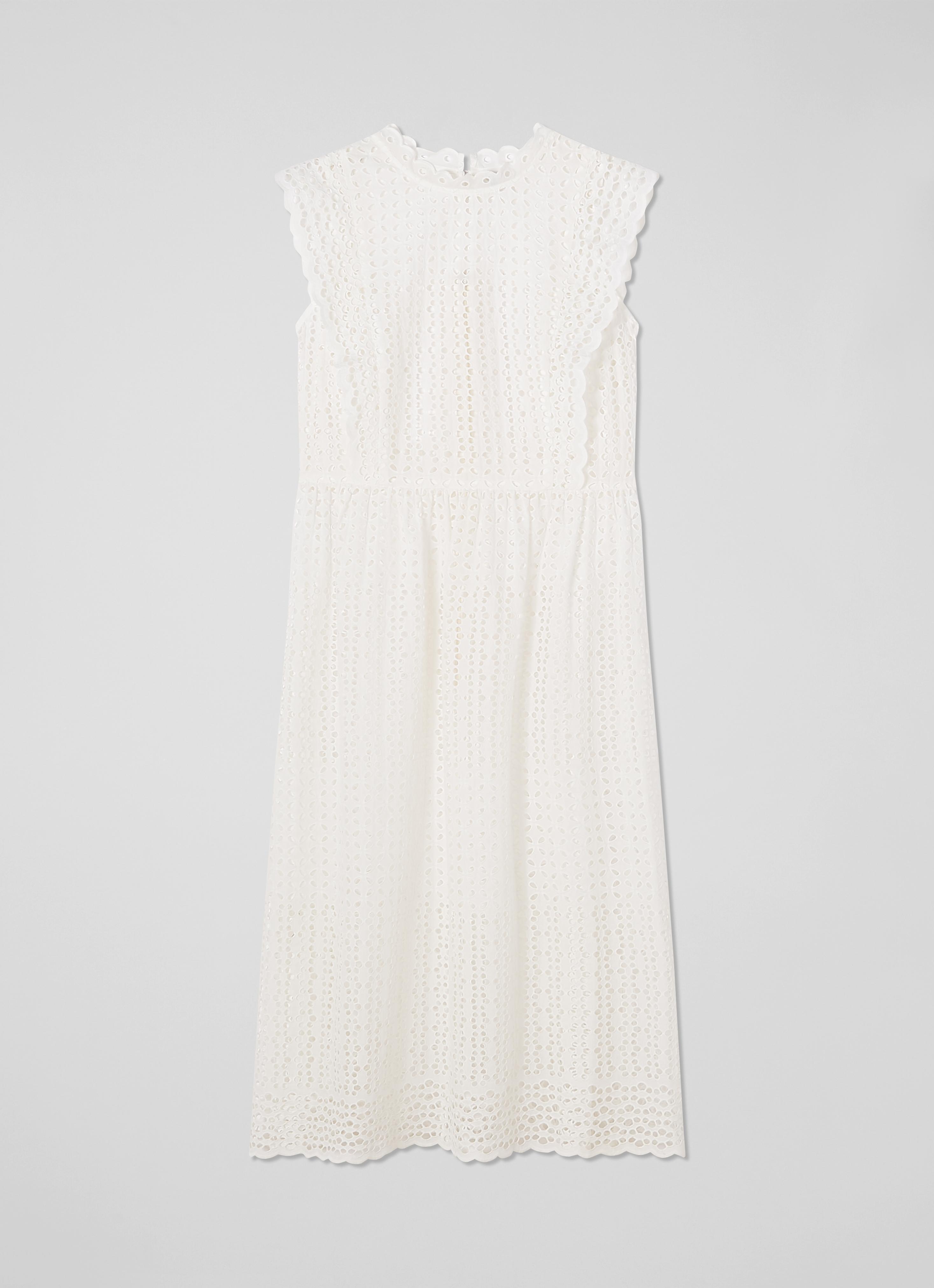 chinese dress ladies LK Bennett White Lace Trimmed Midi Dress UK 8