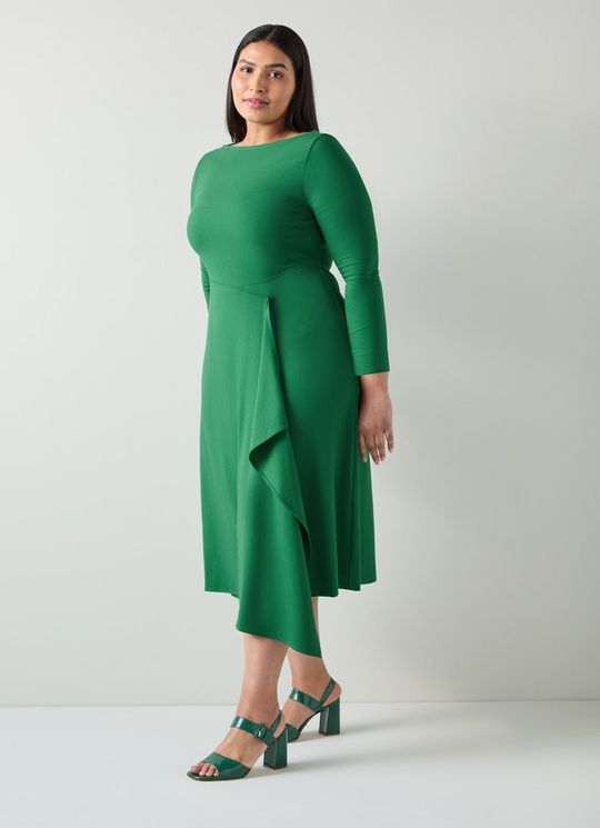 L.K.Bennett Lena Green Crepe Fit And Flare Dress, Green
