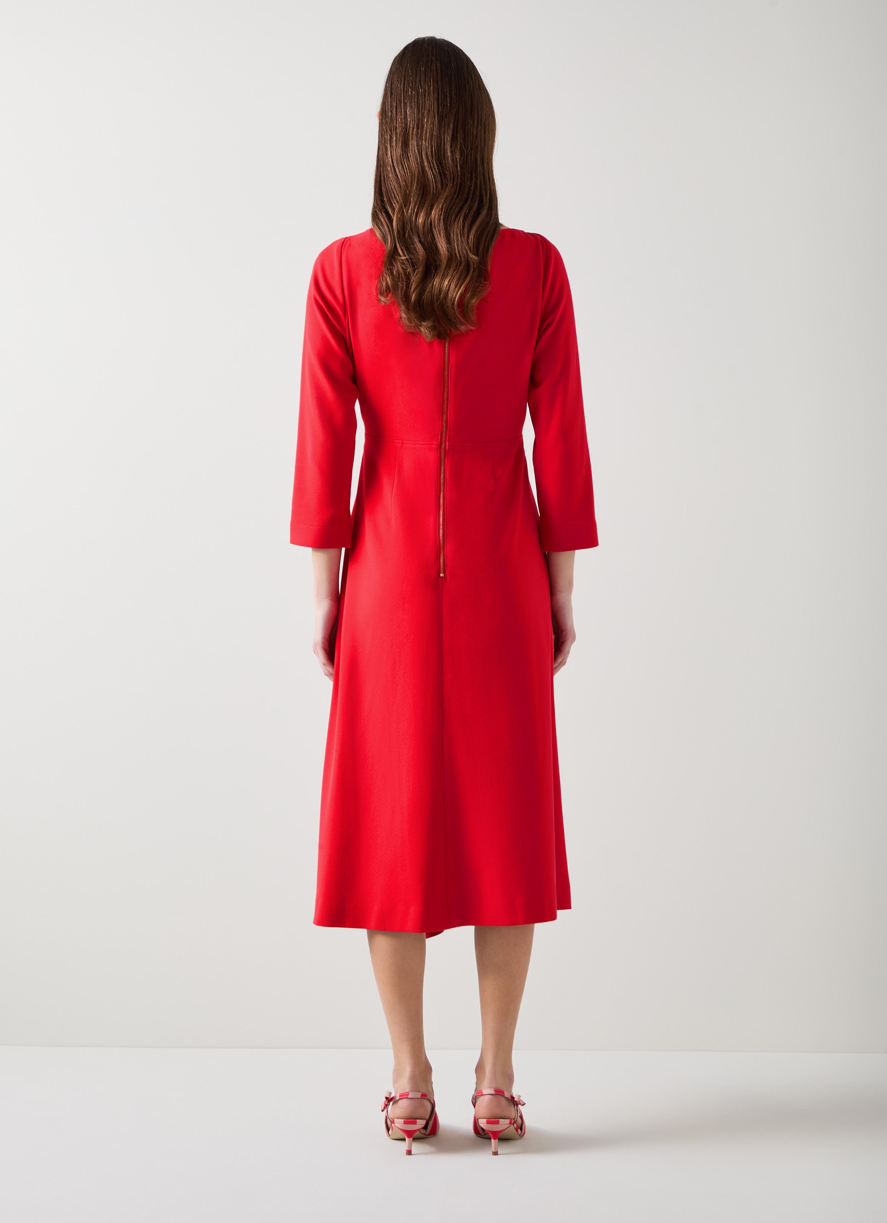 Lena Red Crepe Fit and Flare Dress | Clothing | Sale | Collections |  L.K.Bennett, London