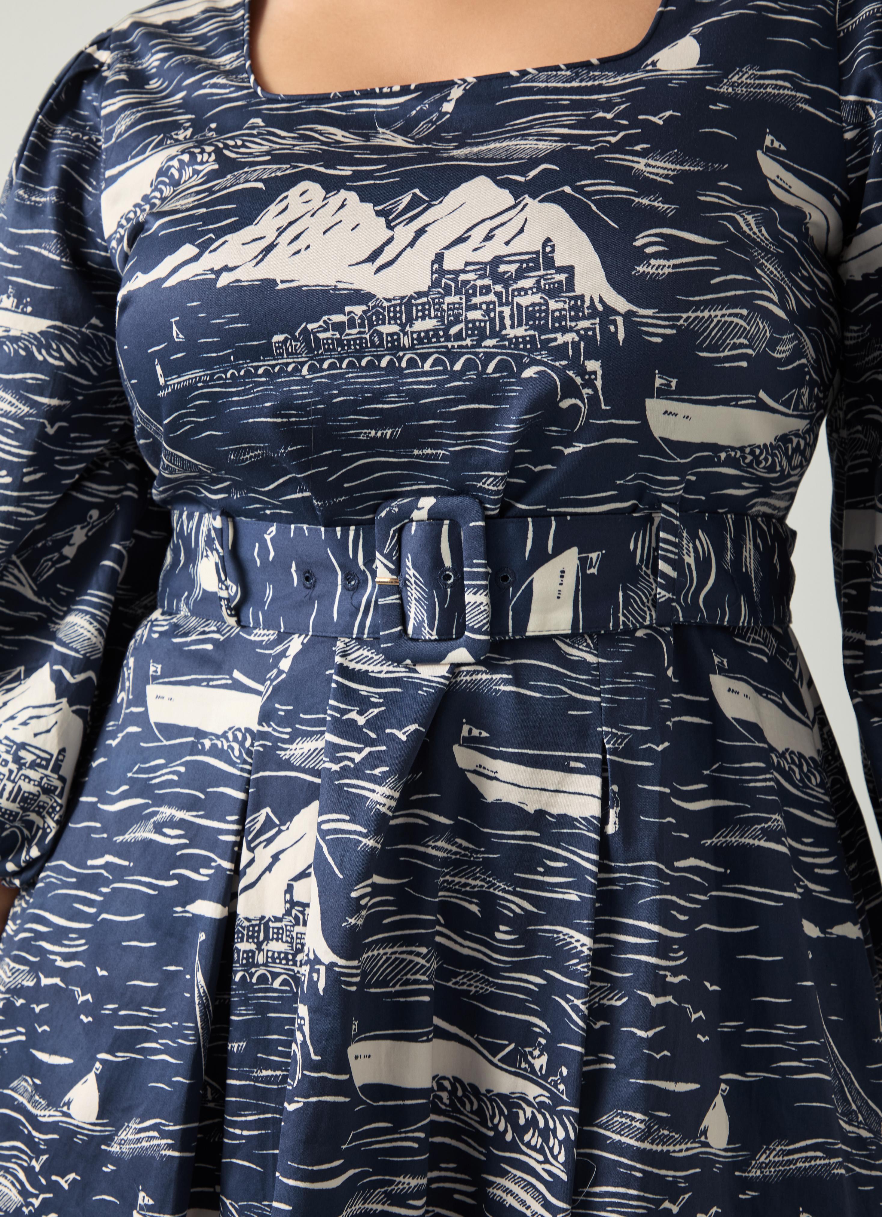Liza Navy Organic Cotton Riveria Print Dress | Clothing | Sale