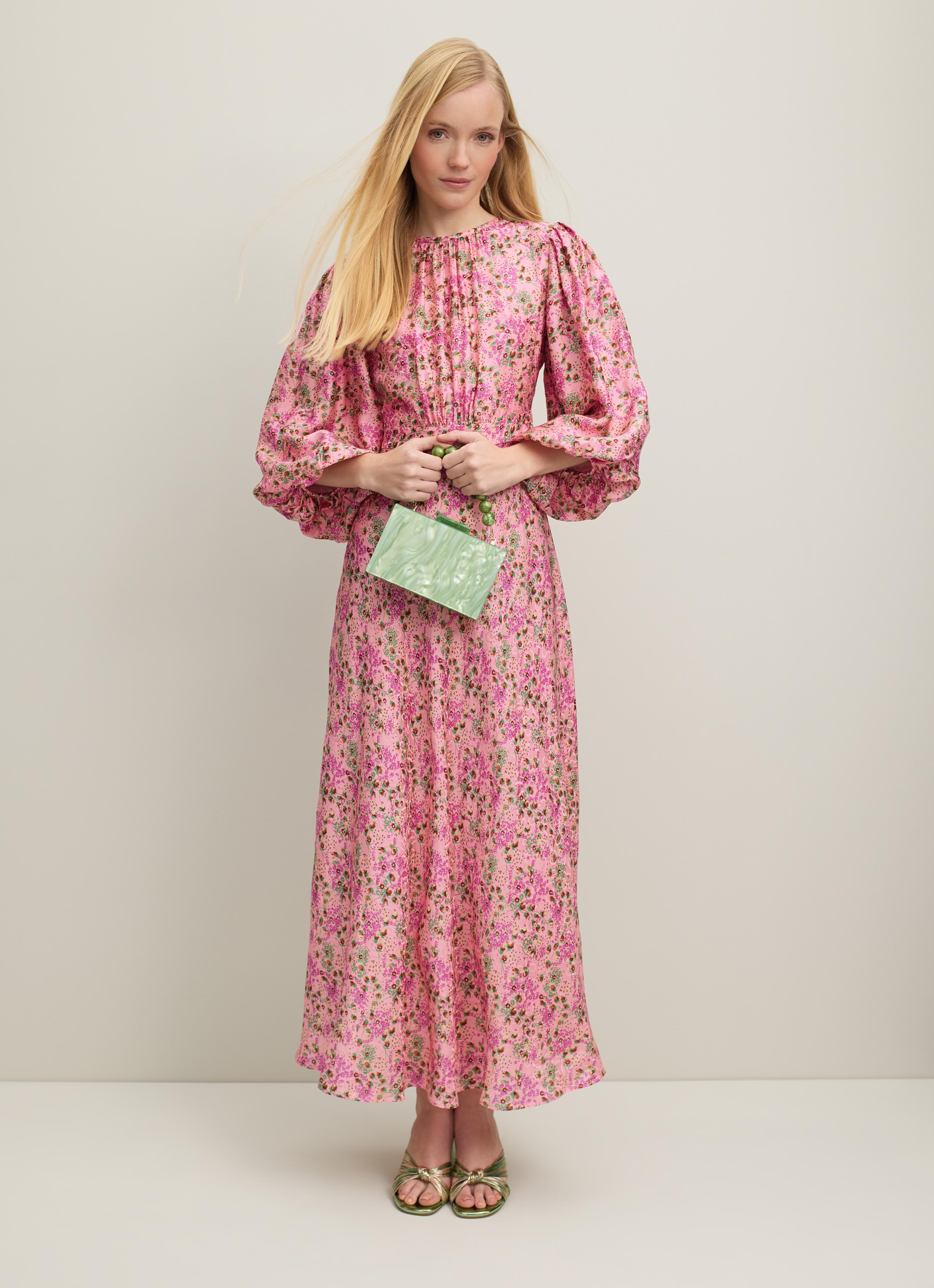 Okinawa Prefecture Preen Line Dress Jemima Watercolour Floral Print Silk  Open-Back Dress Clothing Sale Collections