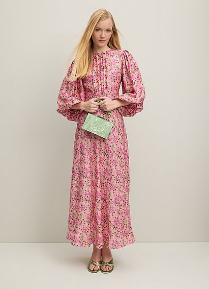 Lois Neon Garden Print Viscose-Silk Blend Dress Multi, Multi