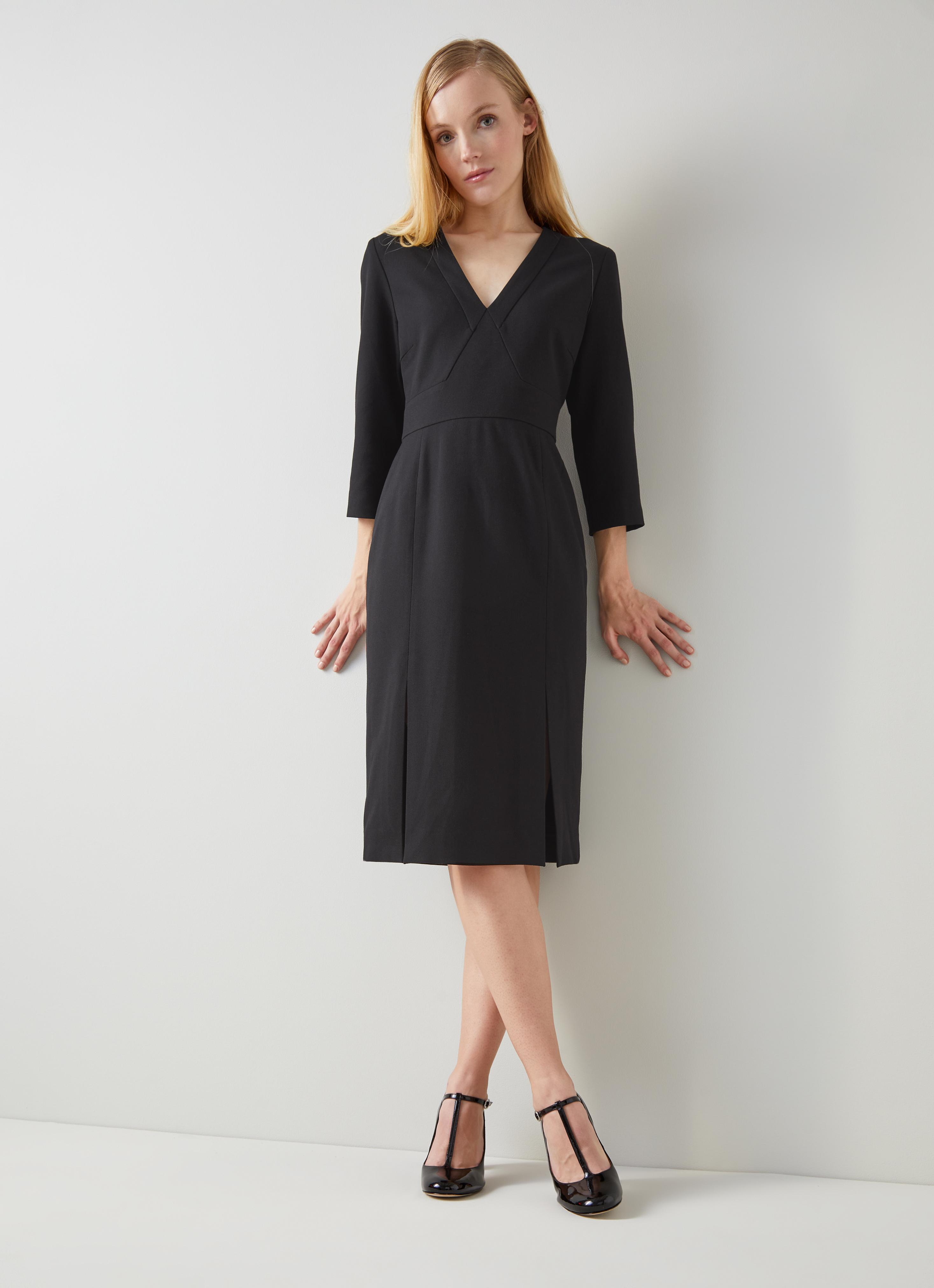 L.K.Bennett Sky Black Crepe Dress with LENZING ECOVERO viscose, Black