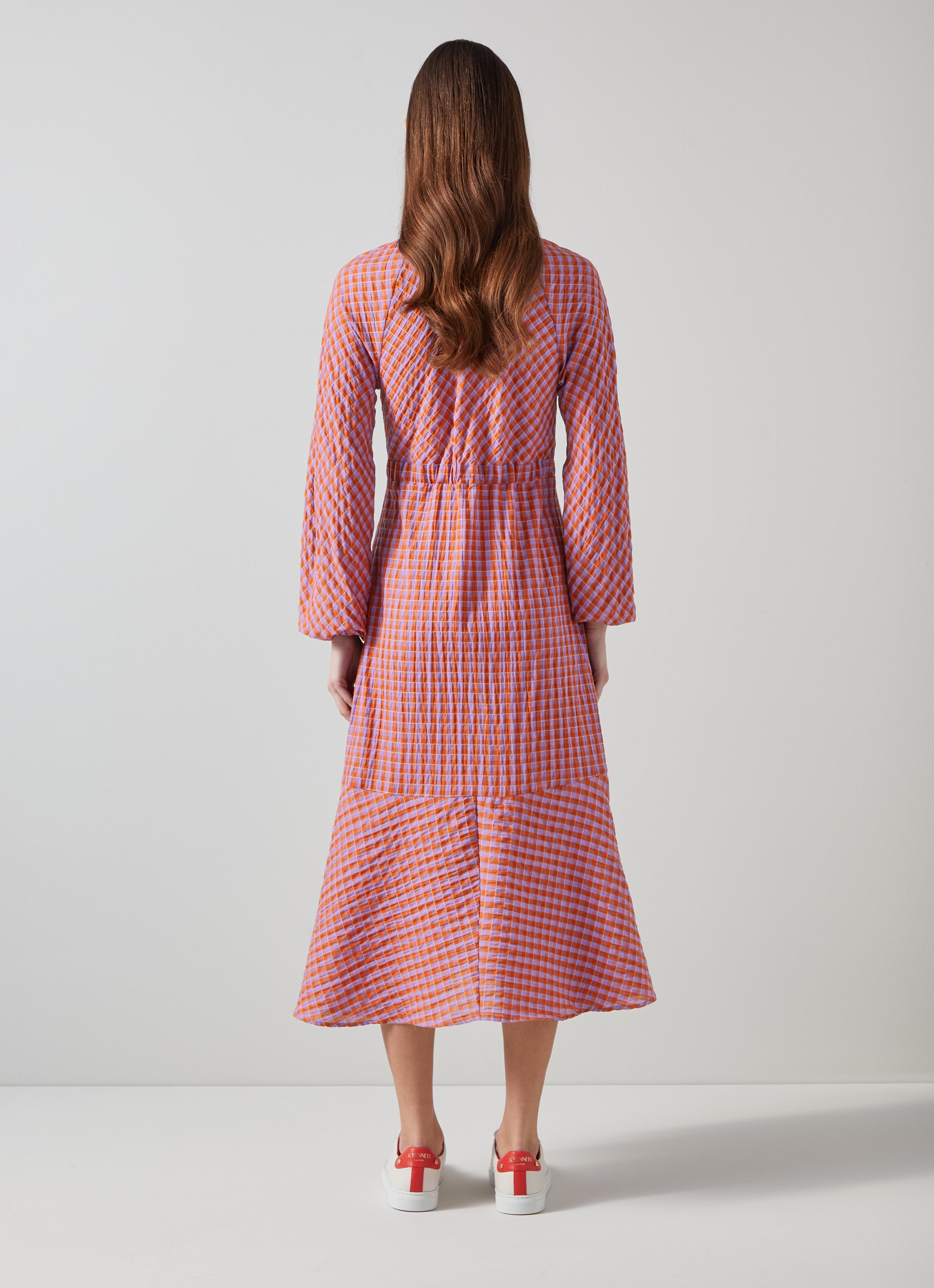 Sophie Purple And Orange Gingham Cotton-Blend Dress | Clothing | Sale |  Collections | L.K.Bennett, London