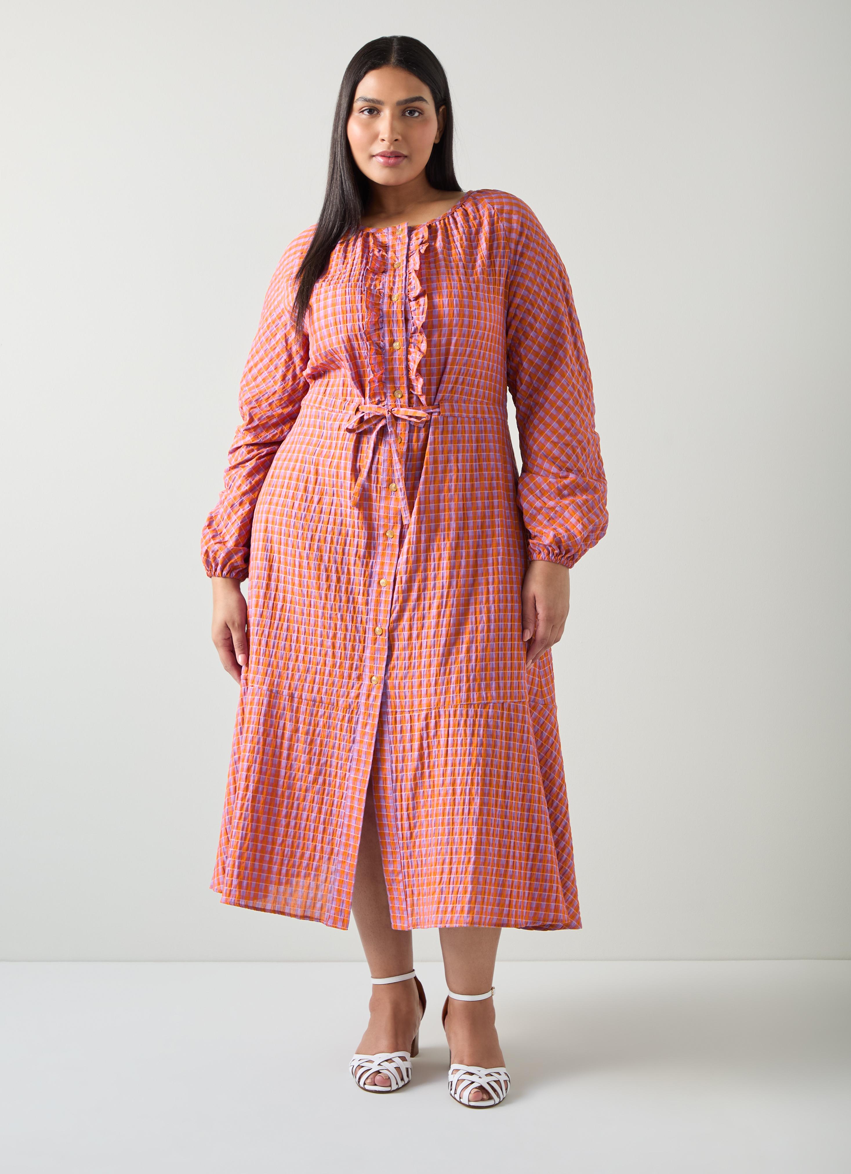 Sophie Purple And Orange Gingham Cotton-Blend Dress | Clothing | Sale |  Collections | L.K.Bennett, London
