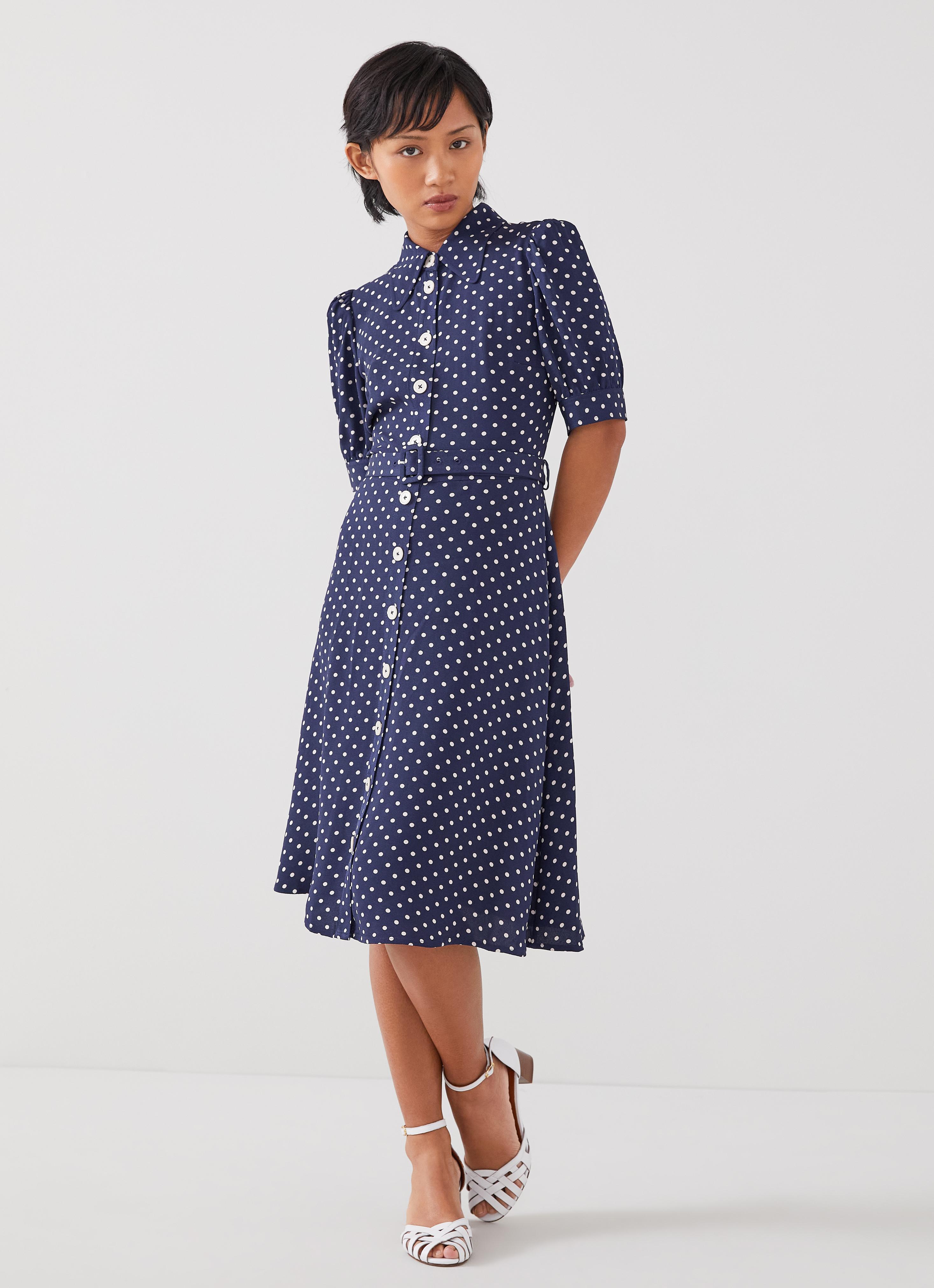 Valerie Petite Navy And Cream Shirt Dress Clothing Collections