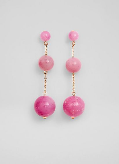 Malon Pink Acrylic Ball Drop Earrings, Pink