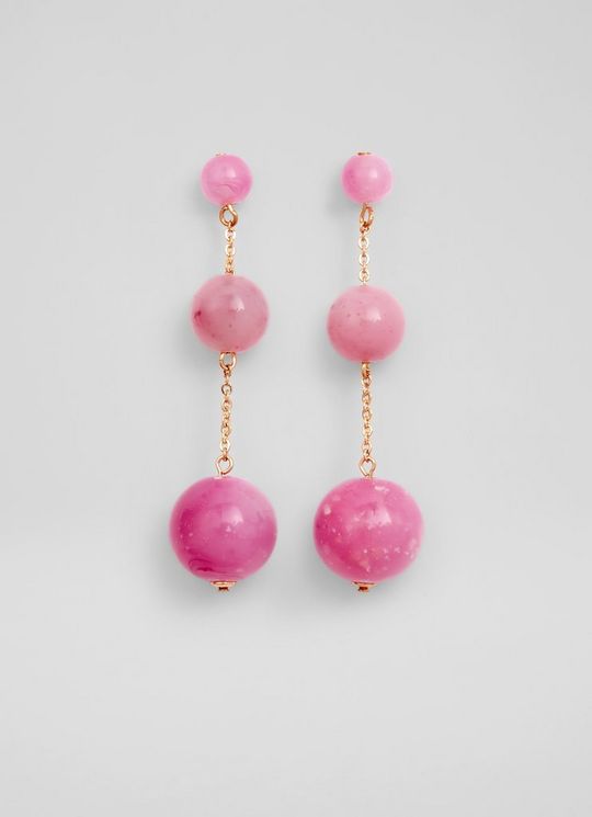 L.K.Bennett Malon Pink Acrylic Ball Drop Earrings, Pink