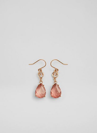 Witney Pink Crystal Drop Earrings, Pink
