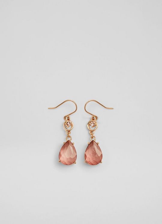 L.K.Bennett Witney Pink Crystal Drop Earrings, Pink