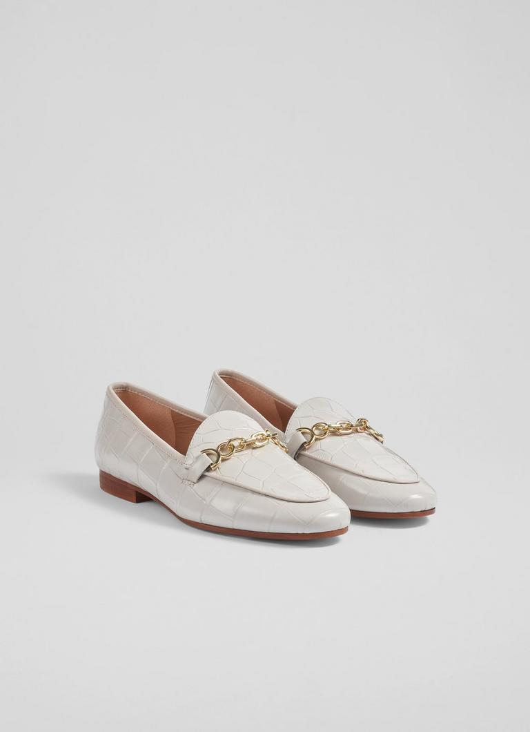 White loafers best sale with gold buckle