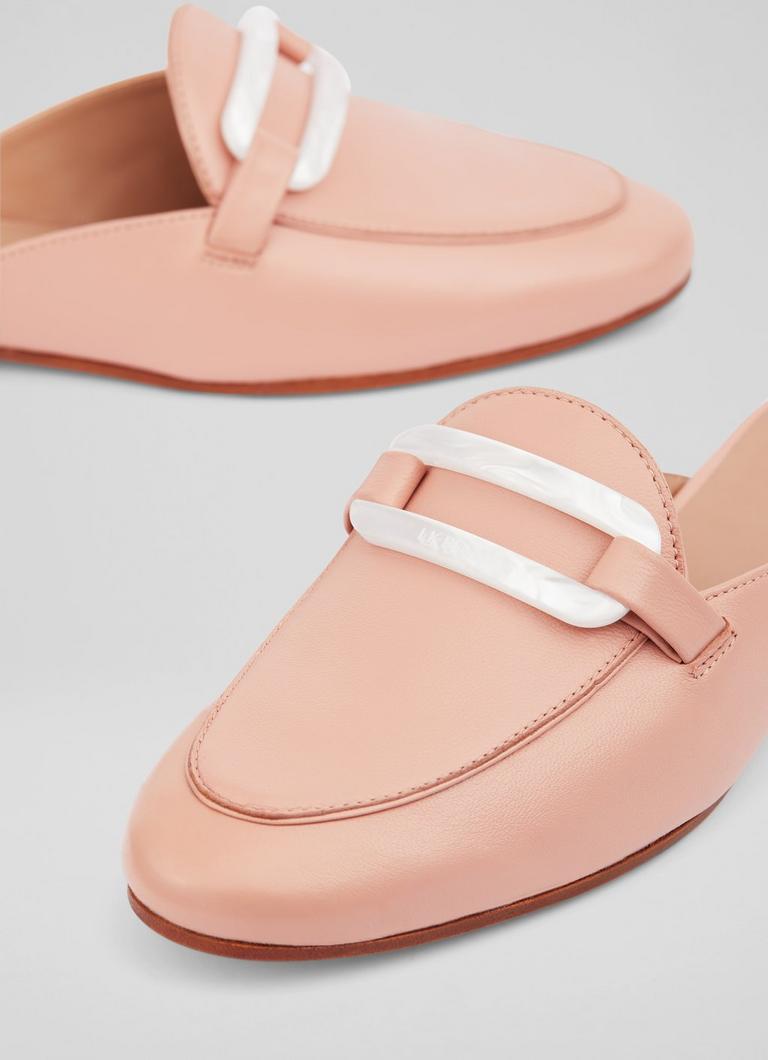 Evelyn Pink Leather Backless Loafers Mothers Day Collections L.K.Bennett London