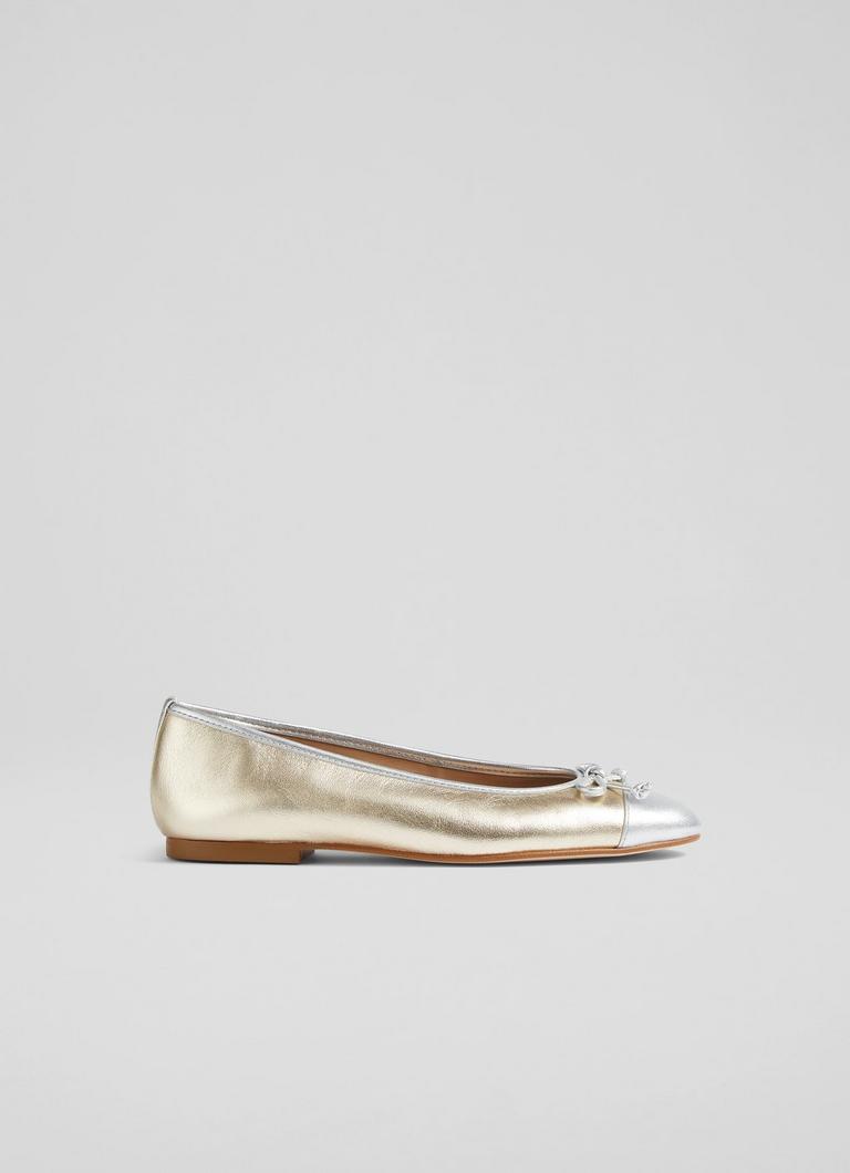 Metallic flat shoes discount