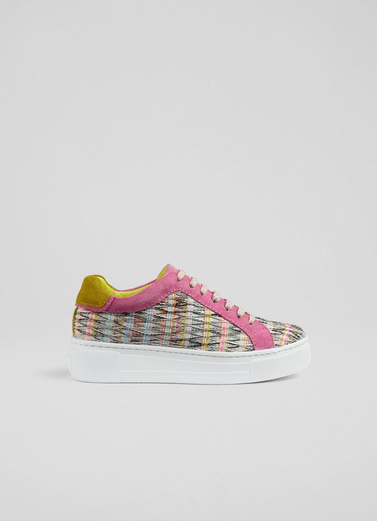 LKB Lift Multi Coloured Tweed Flatform Trainers LK Bennett