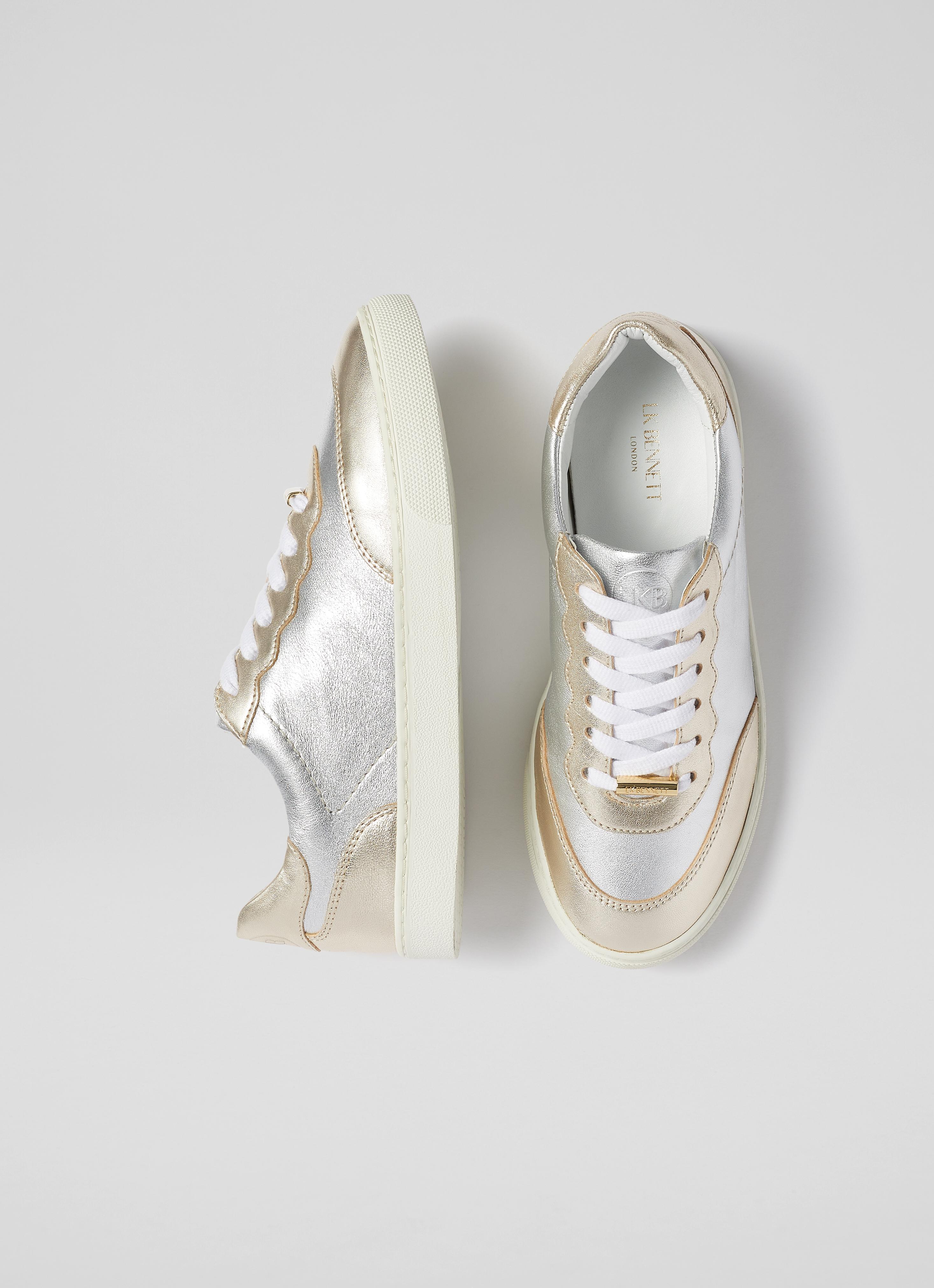L.K.Bennett LKB Runner Silver and Gold Leather Trainers, Gold