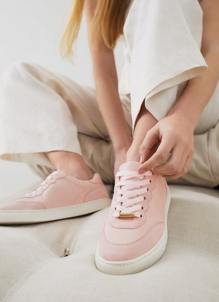 Pink leather trainers sales
