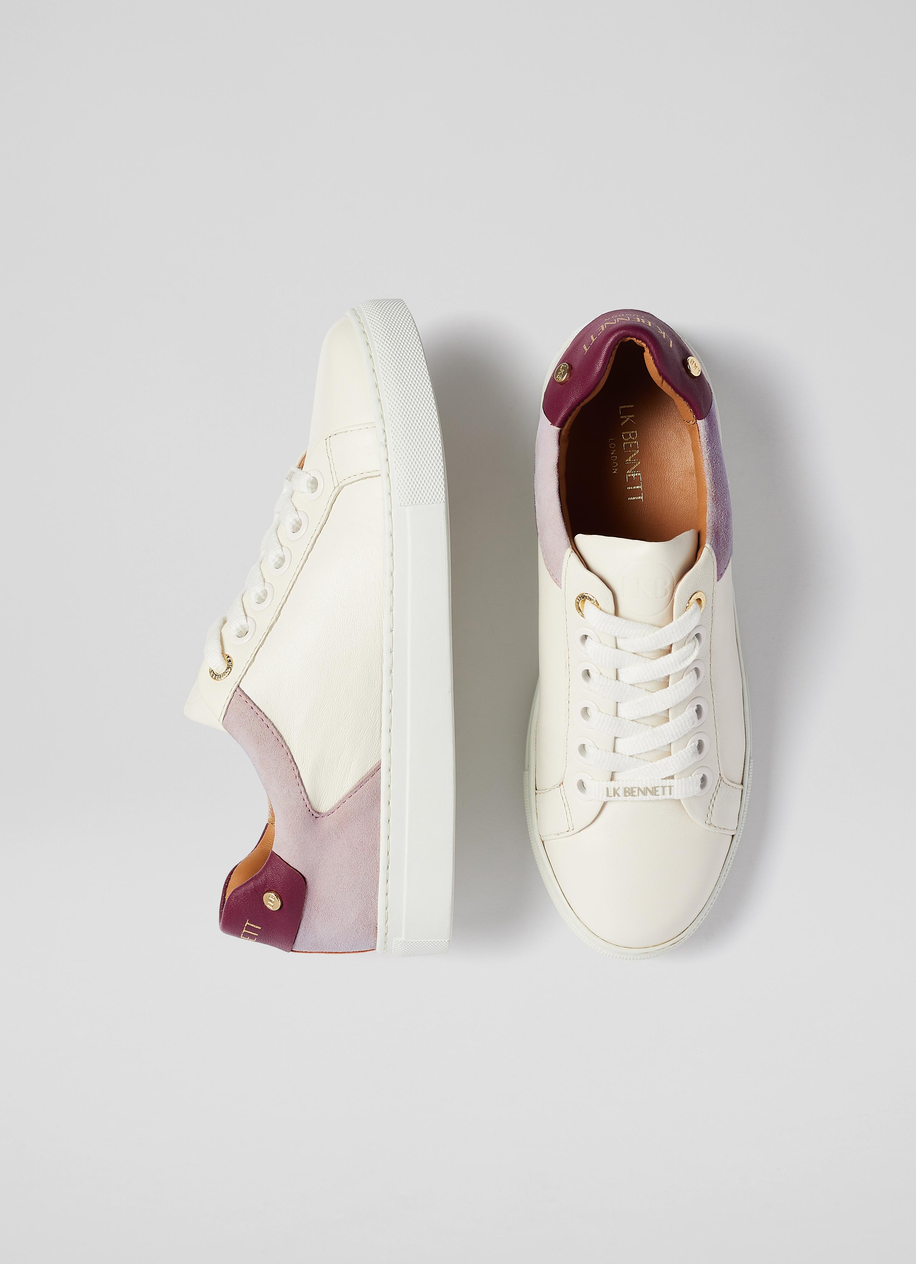 Signature Cream, Pink Orange Leather Trainers LK Bennett